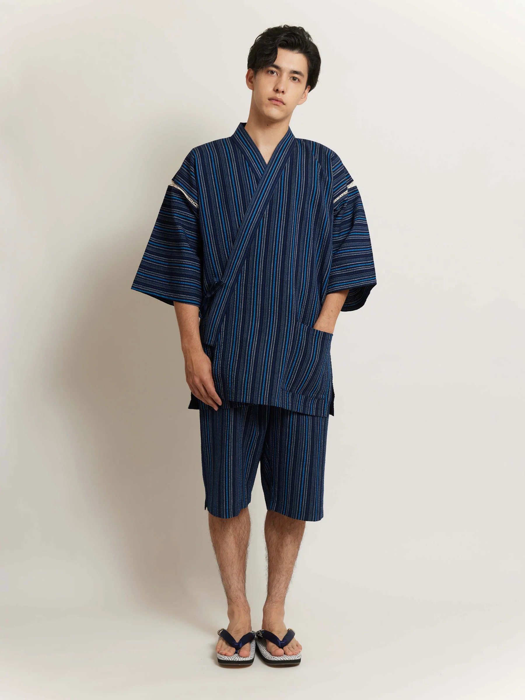 Aizome Jinbei Natural Cotton Shirt and Shorts