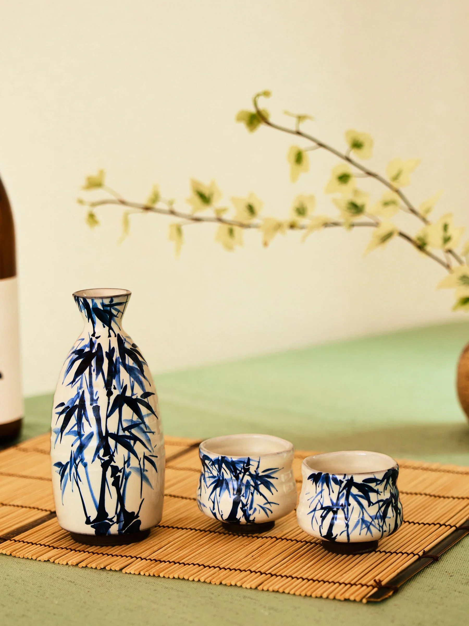 Bamboo Kyoto Ware Japanese Sake Set by Touan - Image 2
