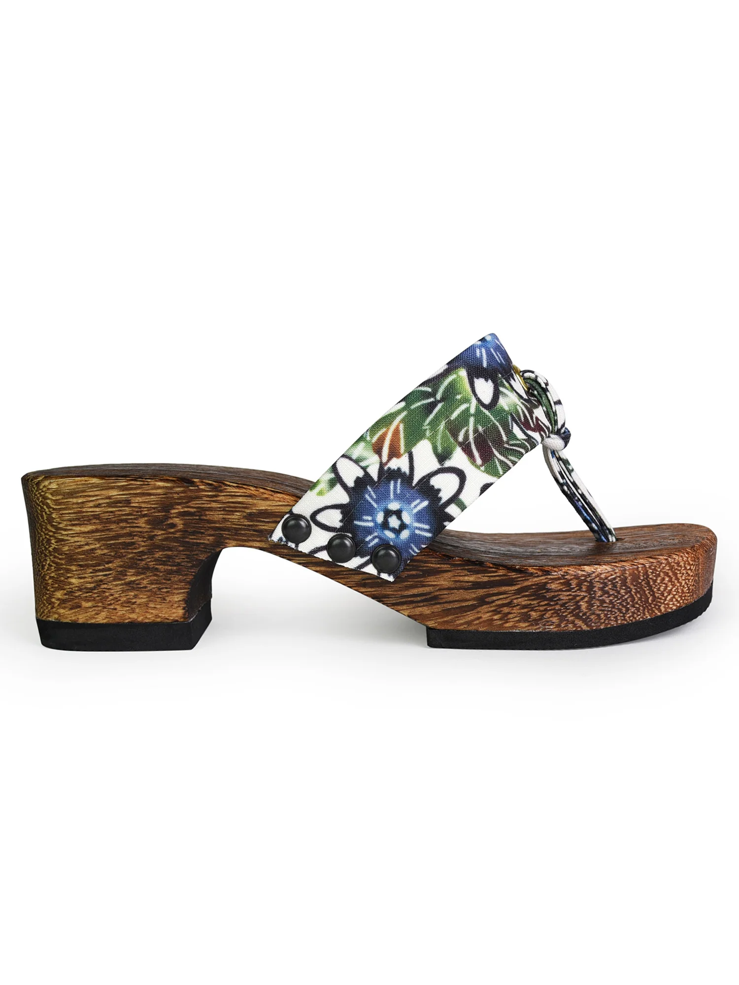 Bingata Wooden Geta Sandals in Indigo - Image 3