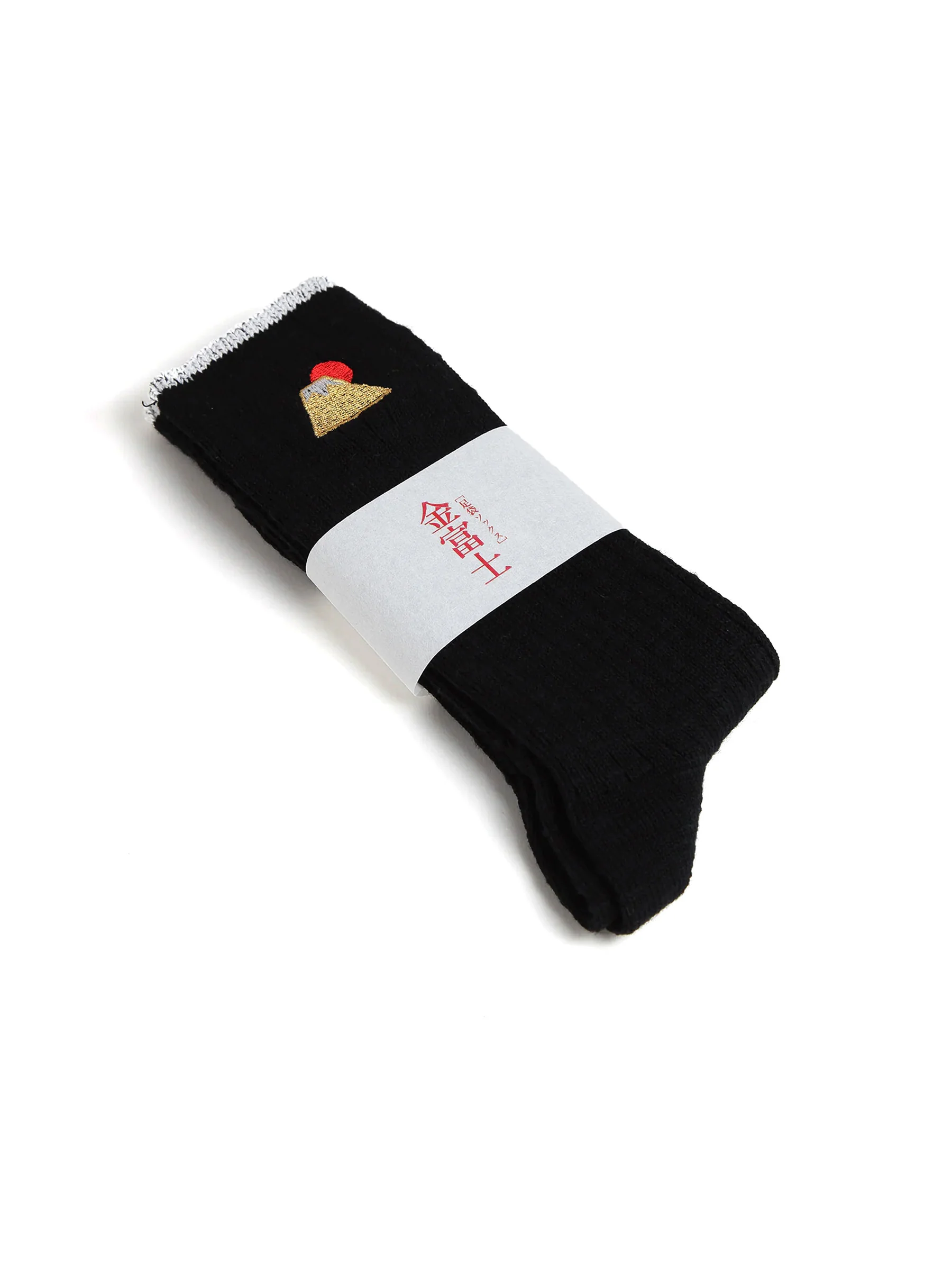 Black Fuji Embroidered Long Socks - Image 3
