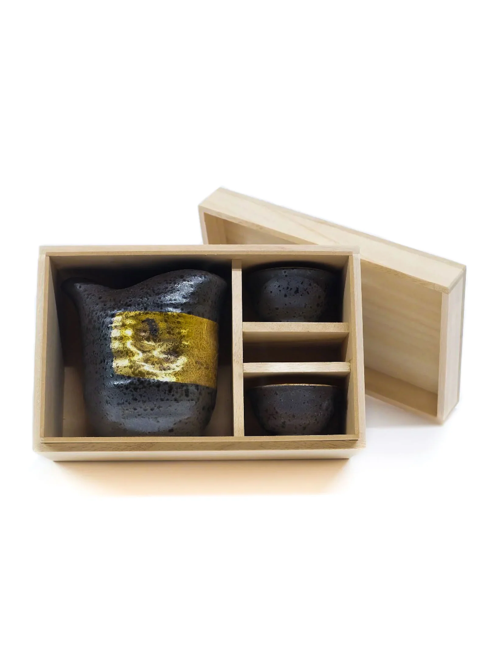 Black Kinmaki Mino Ware Japanese Sake Set by Yamai - Image 16