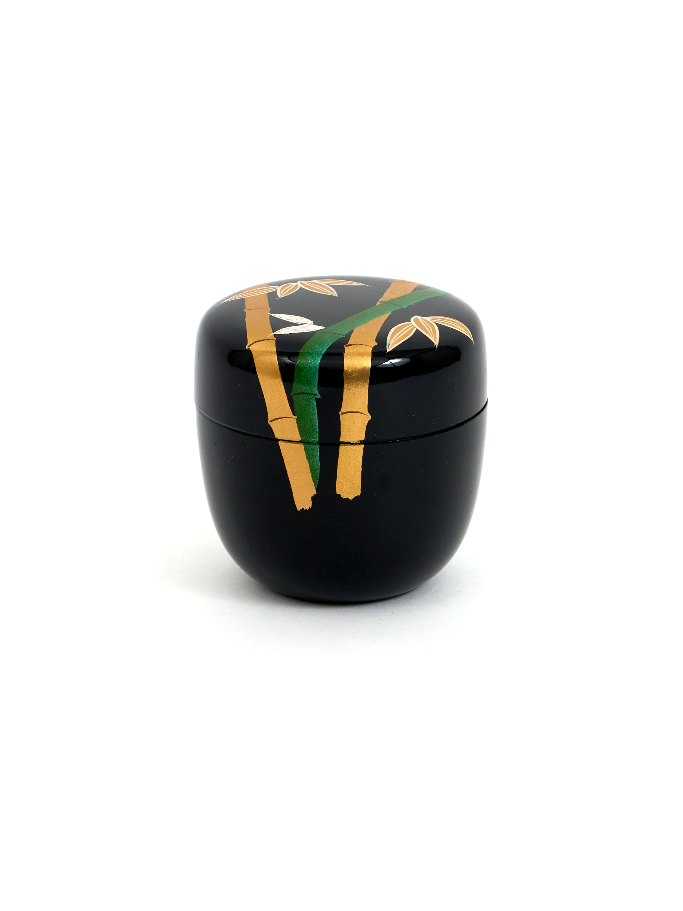 Black Lacquer Bamboo Matcha Tea Caddy - Image 3