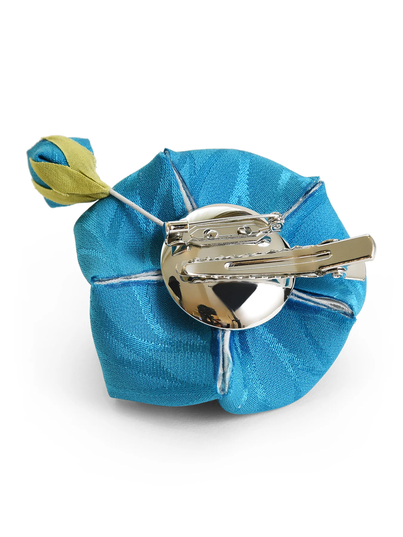 Bellflower Kanzashi Silk Hair Clip/Brooch in Blue - Image 5