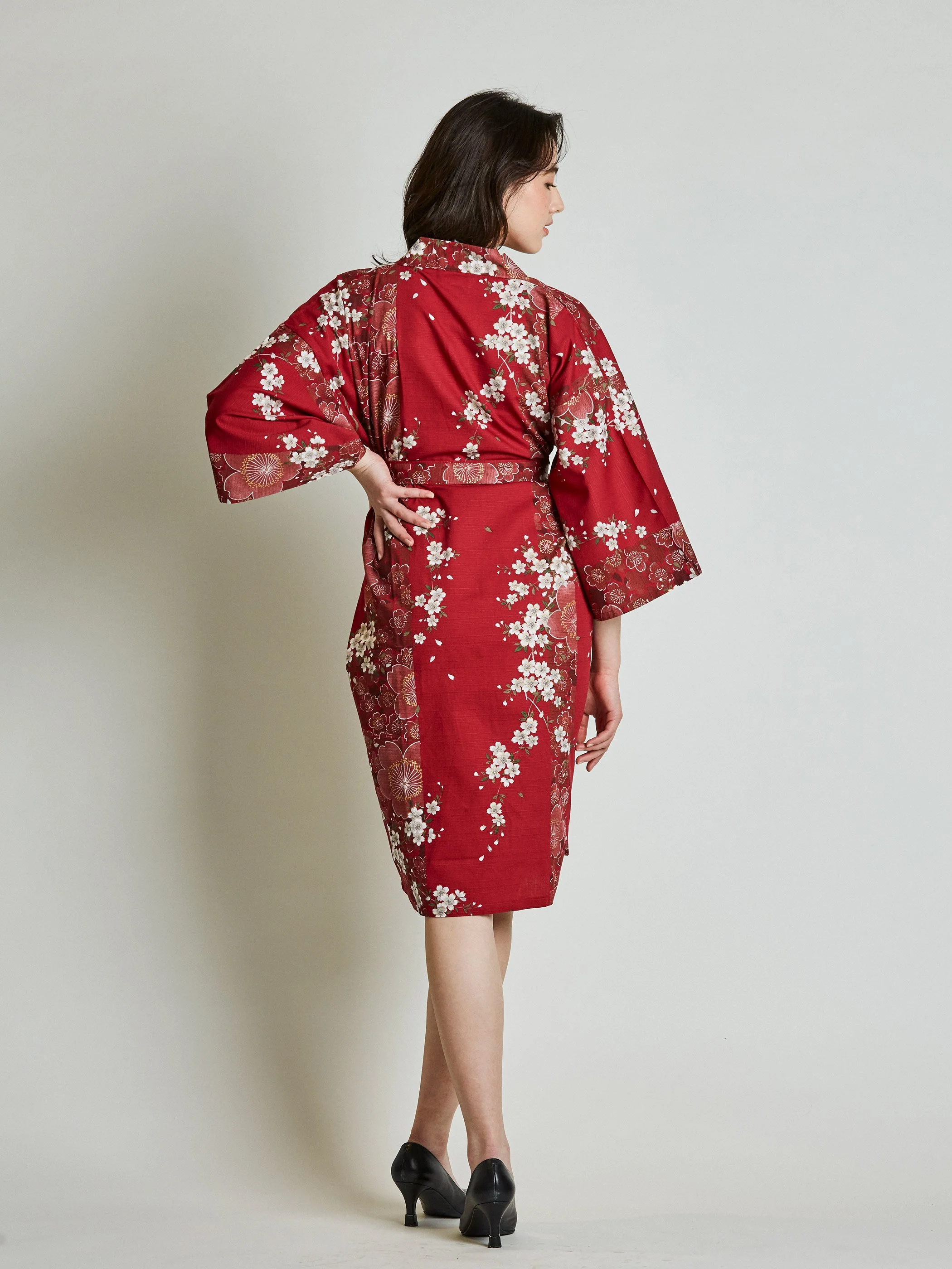 Cherry Blossom Cotton Kimono Robe - Image 3