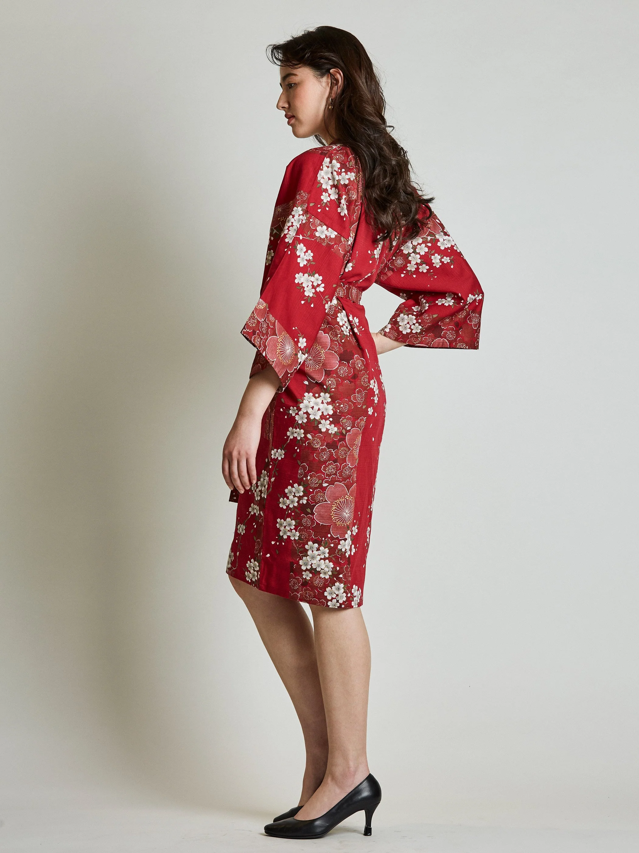Cherry Blossom Cotton Kimono Robe - Image 4