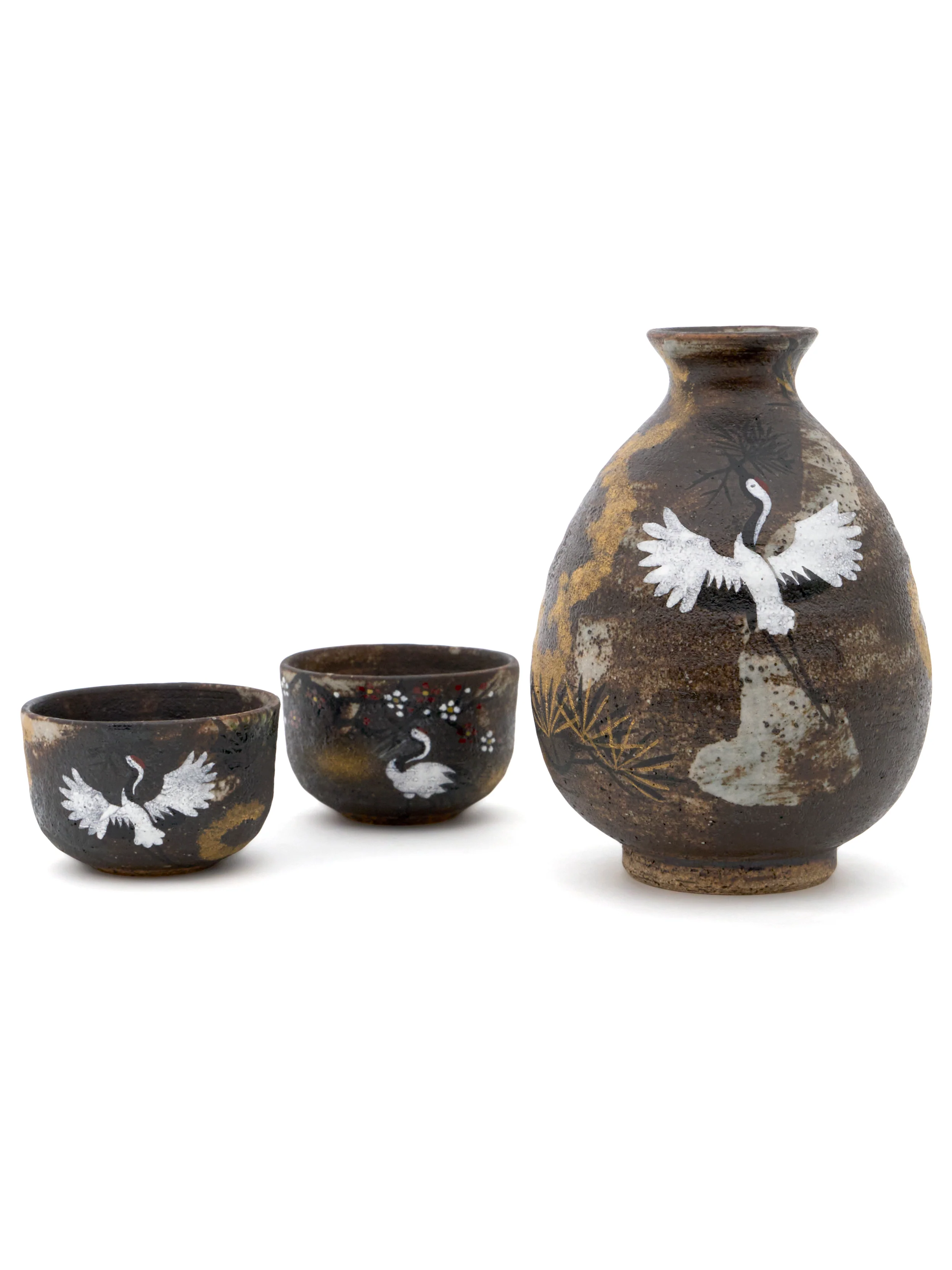 Crane Kyoto Ware Japanese Sake Set by Hachiman - Image 3