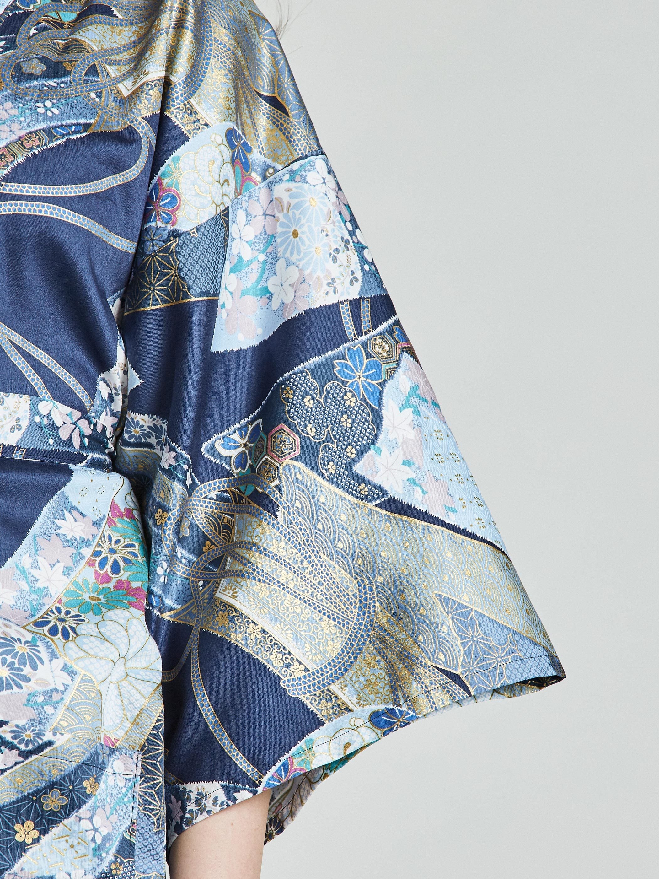Floral Ribbon Cotton-Satin Kimono Robe - Image 5