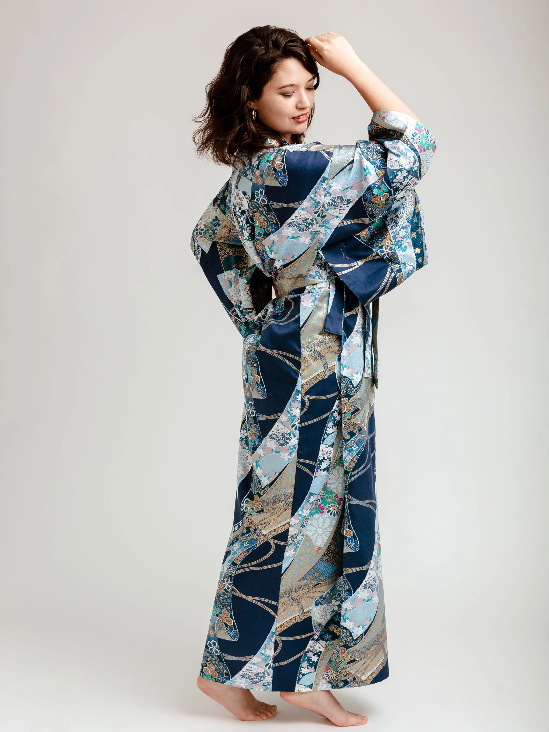 Floral Ribbon Long Kimono Robe - Image 3