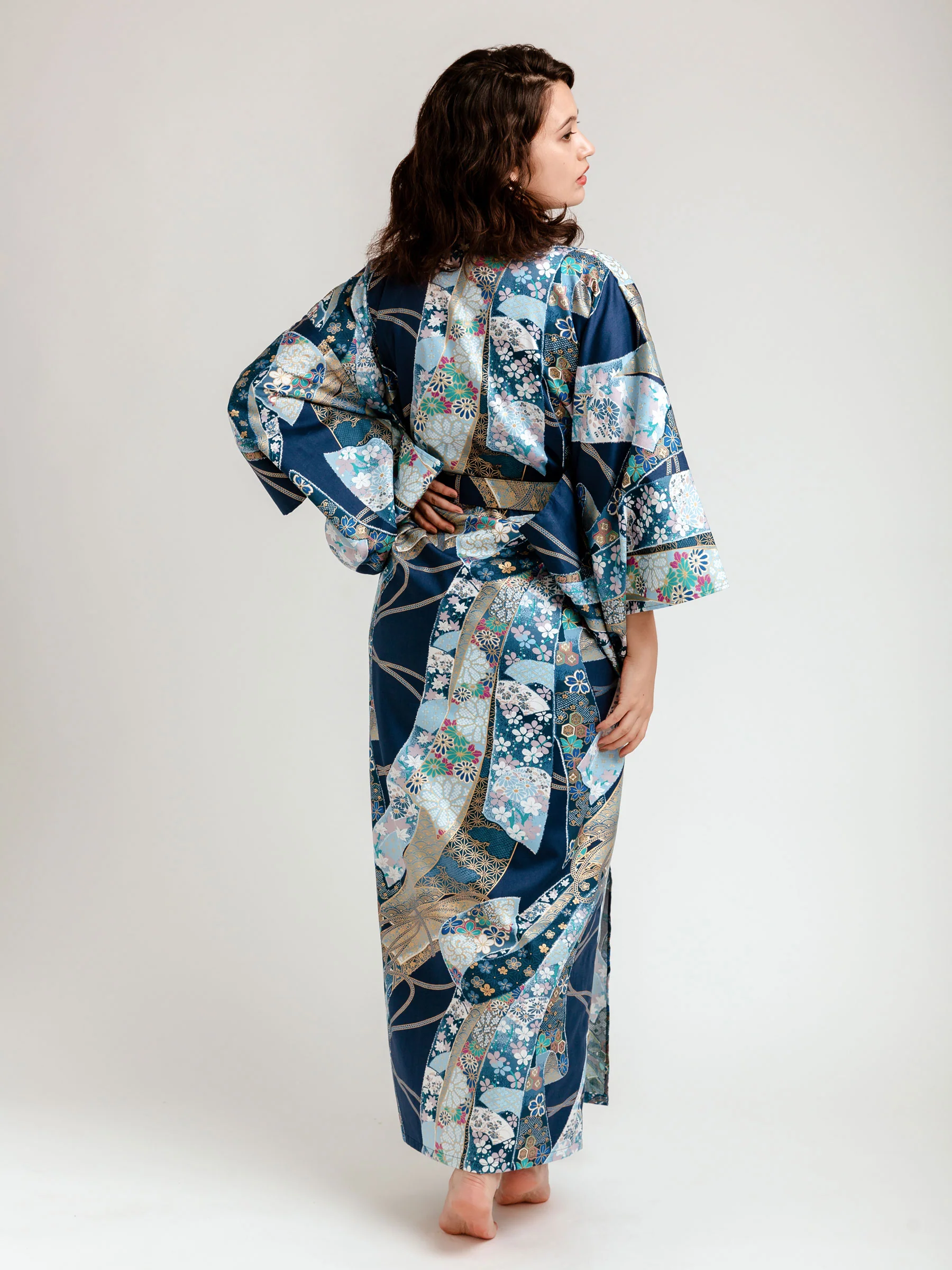 Floral Ribbon Long Kimono Robe - Image 4