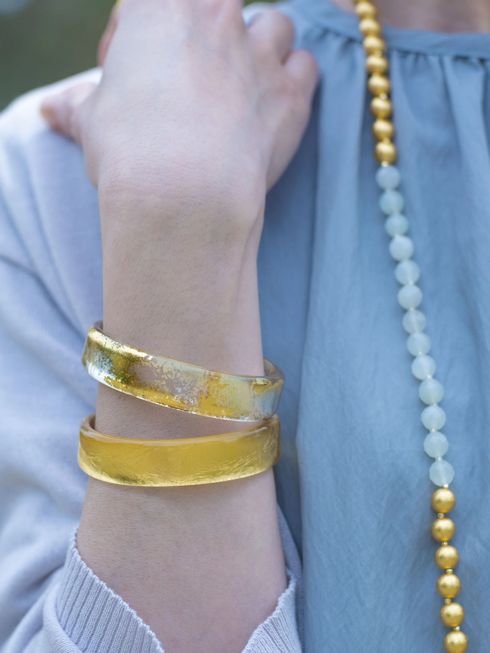 Gold Leaf Bangle by Hakuza - Image 4