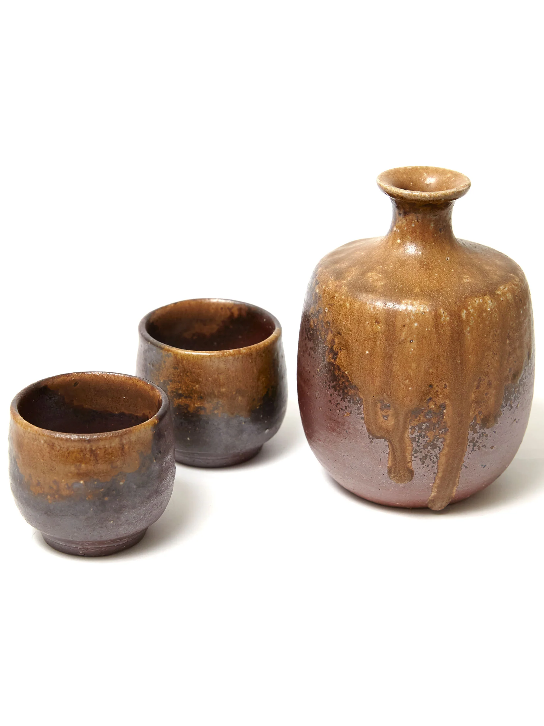 Goma Bizen Ware Japanese Sake Set by Hozan - Image 3