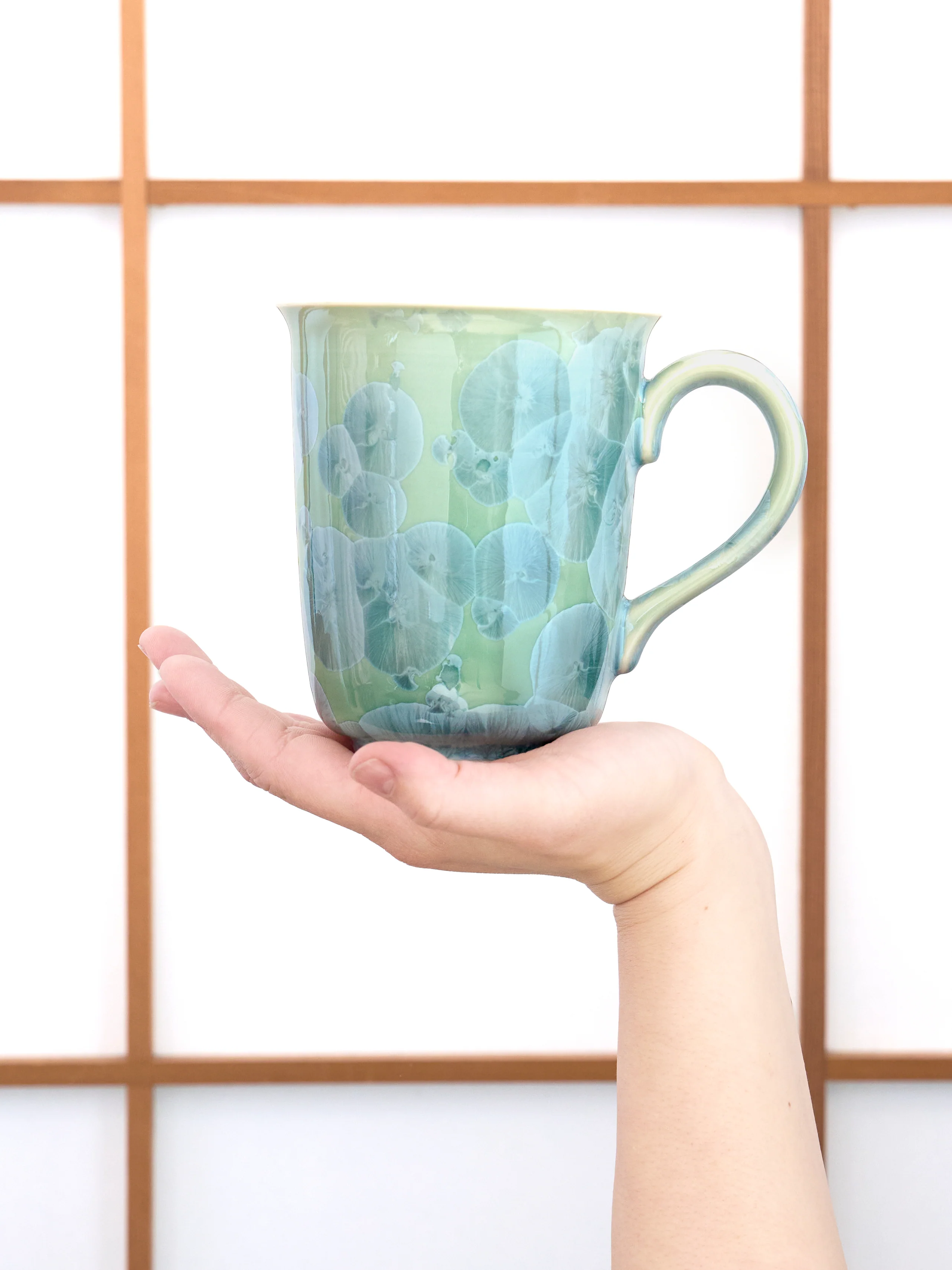 Green Crystal Kyoto Ware Large Coffee Mug by Touan (17fl.oz/500ml) - Image 8