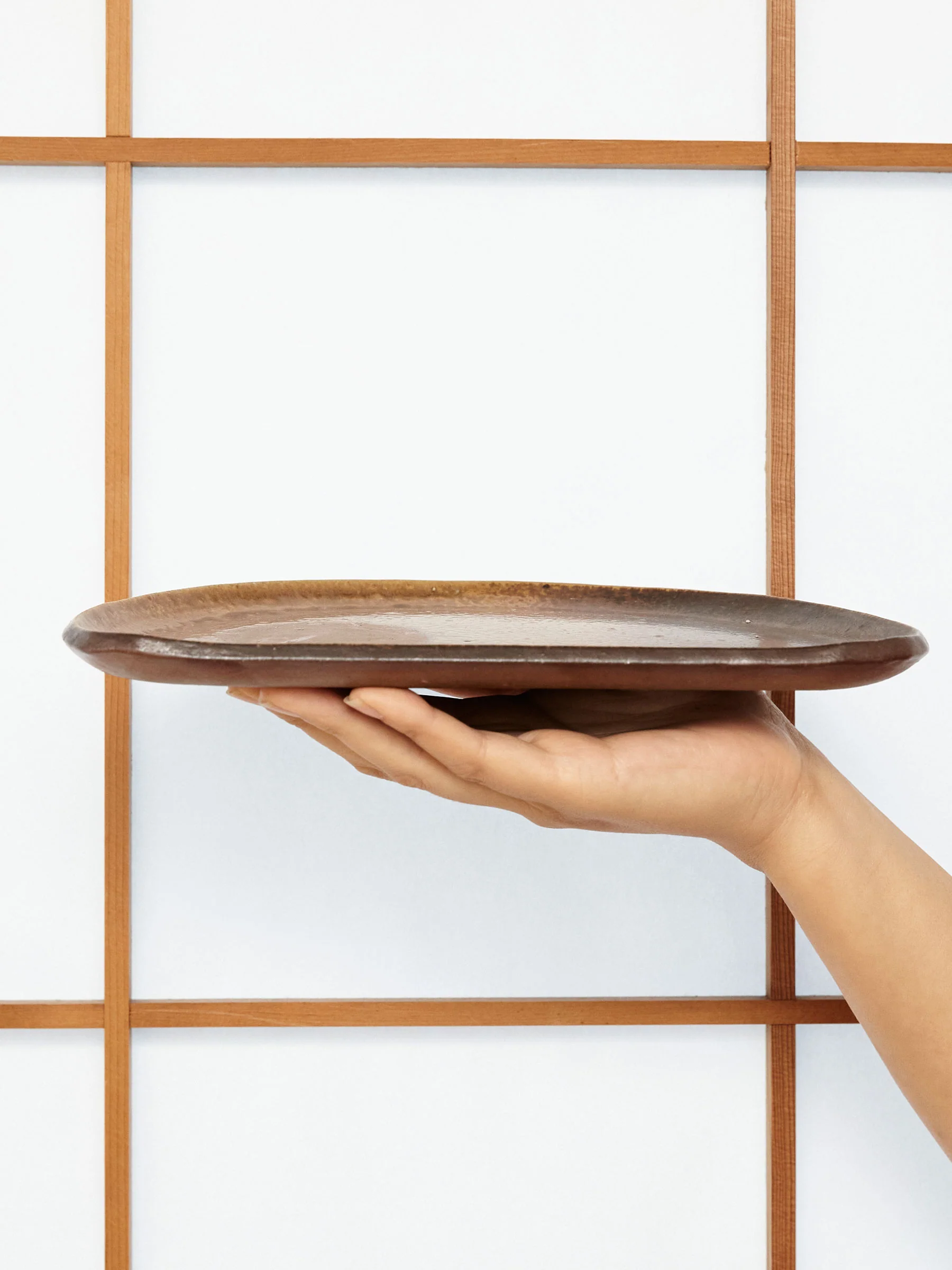 Half-Moon Bizen Ware Sushi Plate by Hozan (10"/26cm) - Image 9