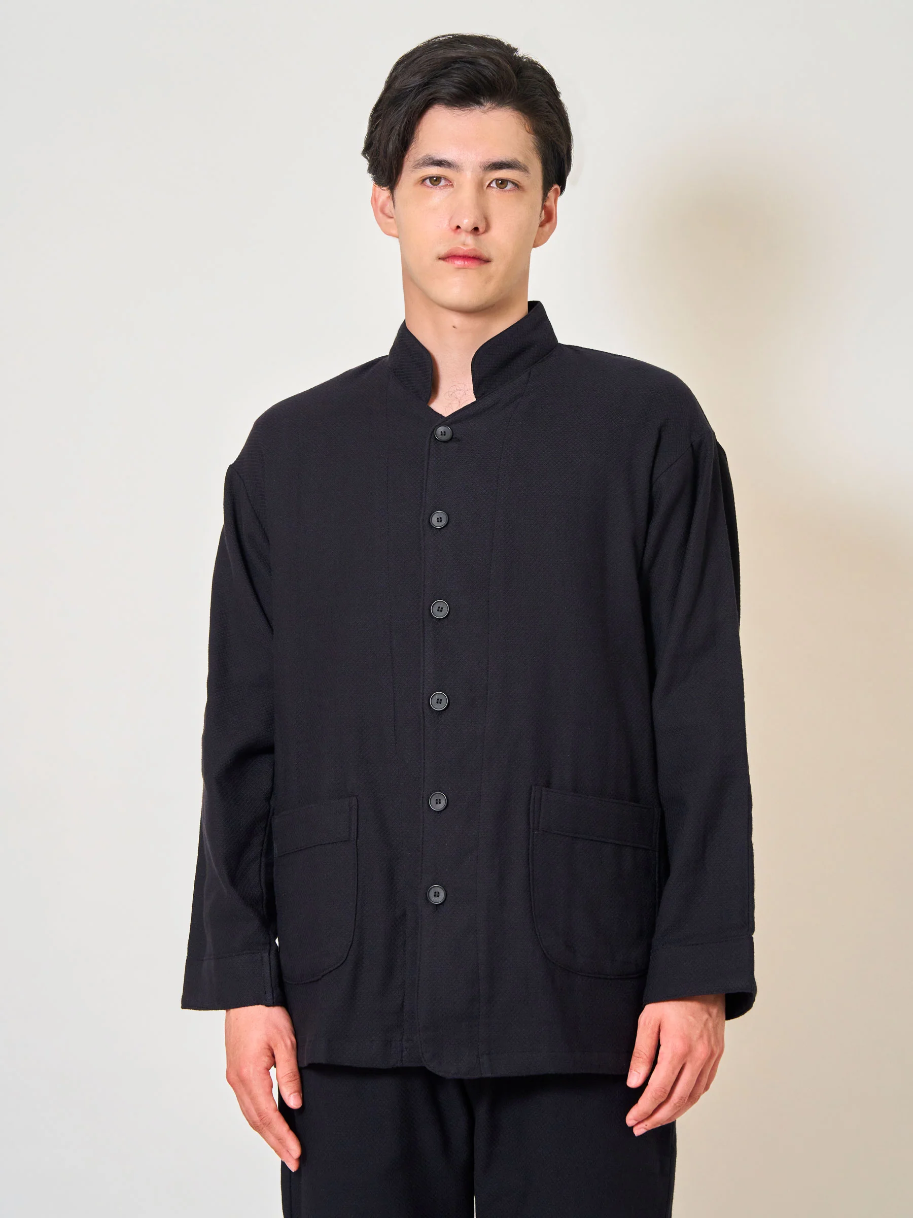 Heritage-Cut Cotton Gauze Samue Pajama Set in Black - Image 2