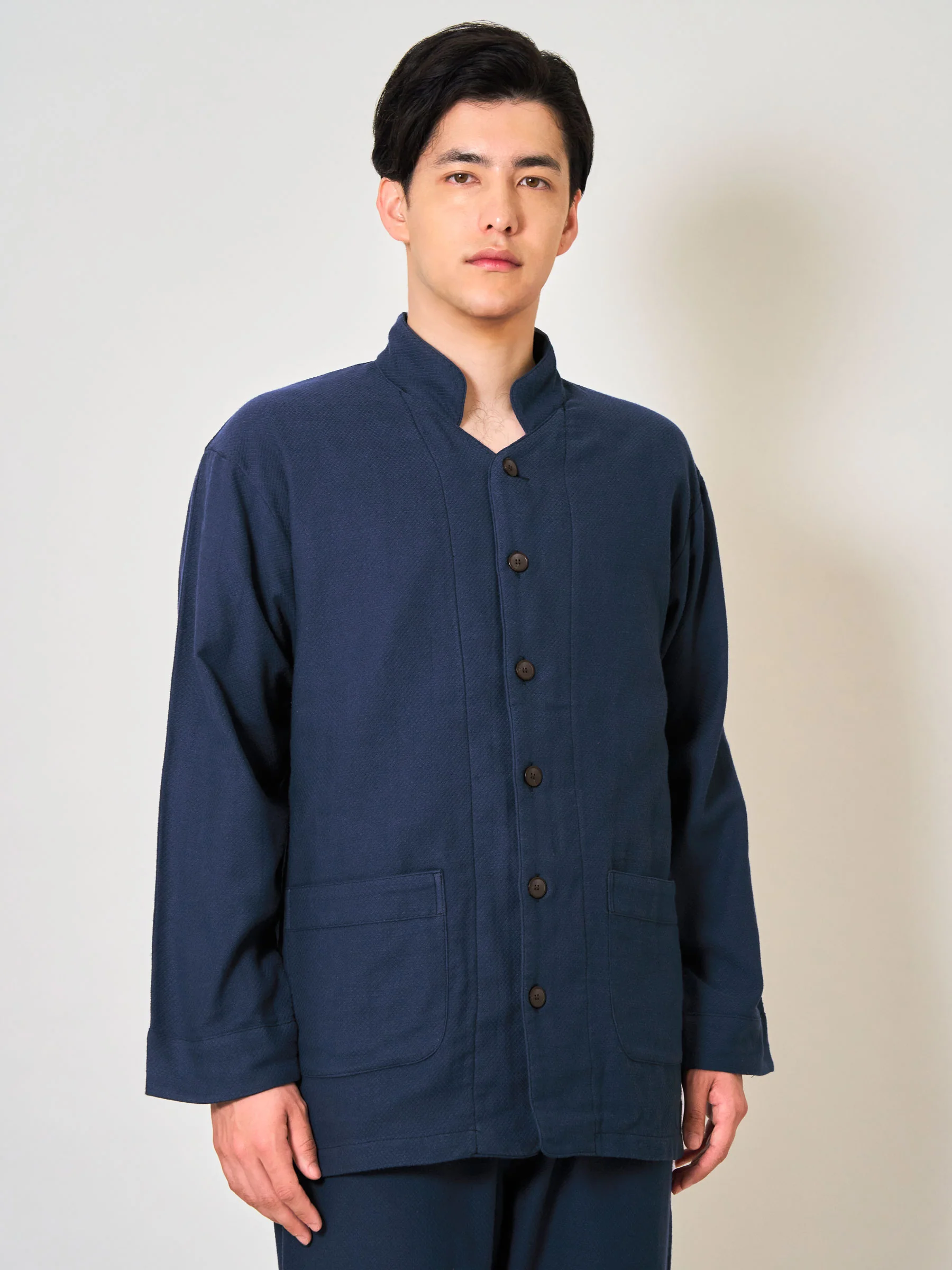 Heritage-Cut Cotton Gauze Samue Pajama Set in Indigo - Image 2