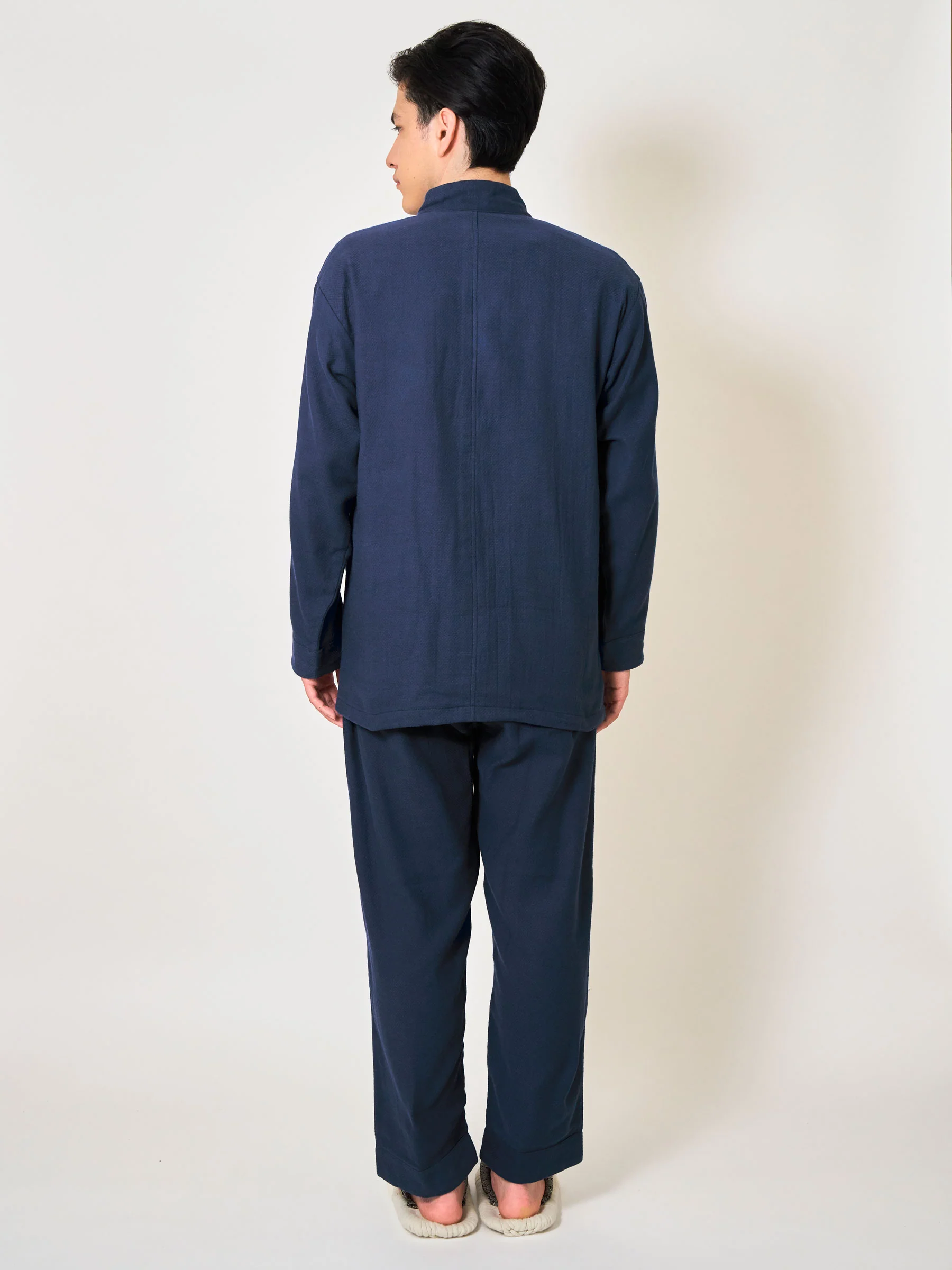 Heritage-Cut Cotton Gauze Samue Pajama Set in Indigo - Image 4