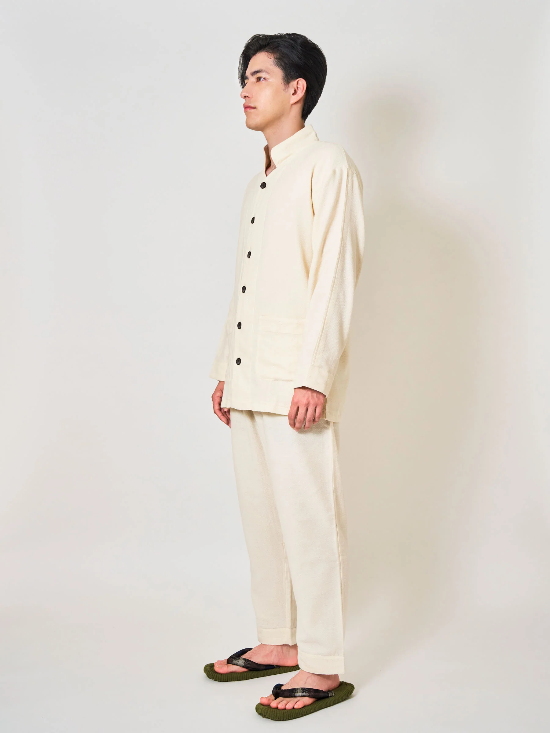 Heritage-Cut Cotton Gauze Samue Pajama Set in Ivory - Image 3