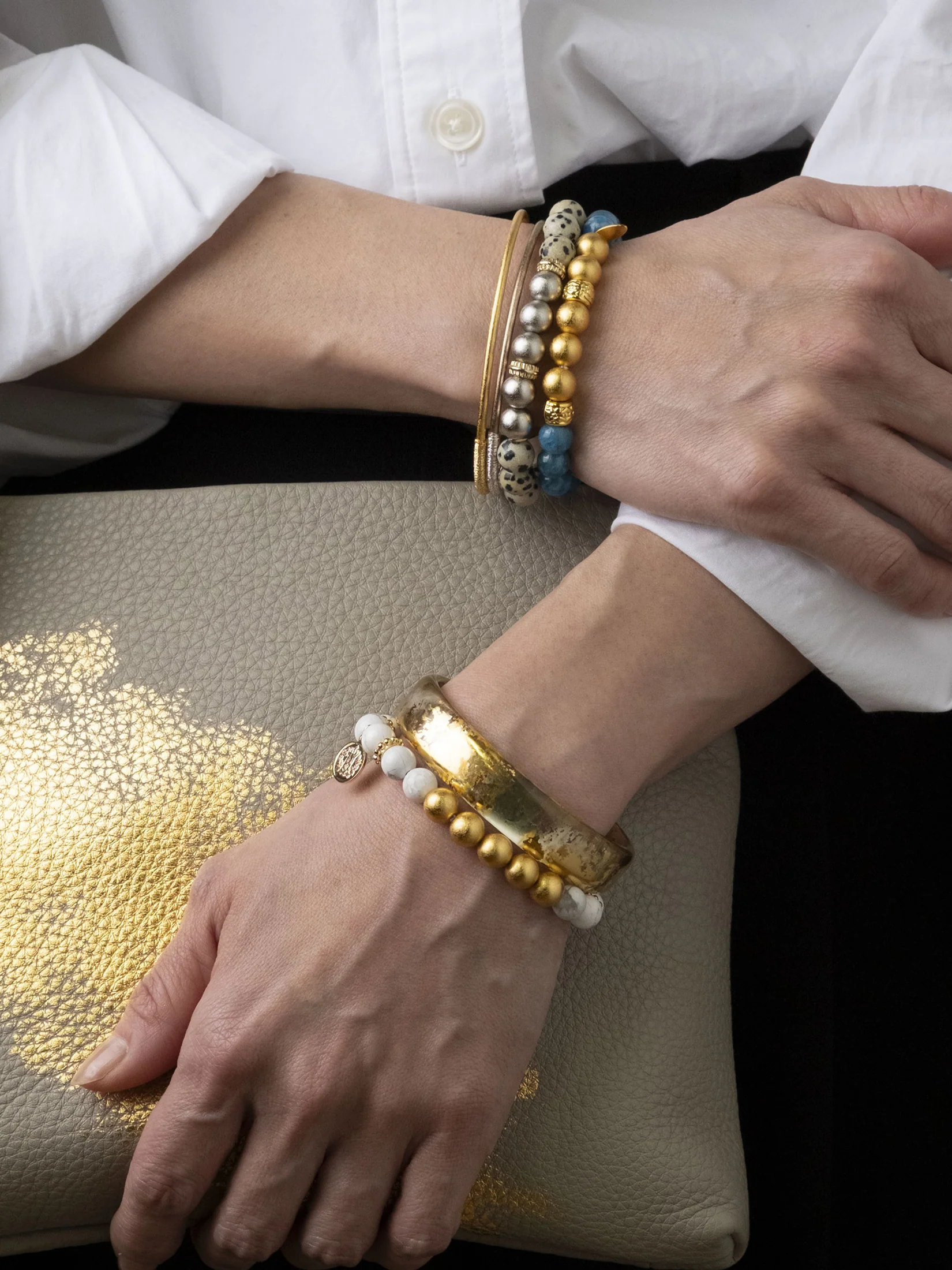 Howlite Gold Leaf Bracelet by Hakuza - Image 5