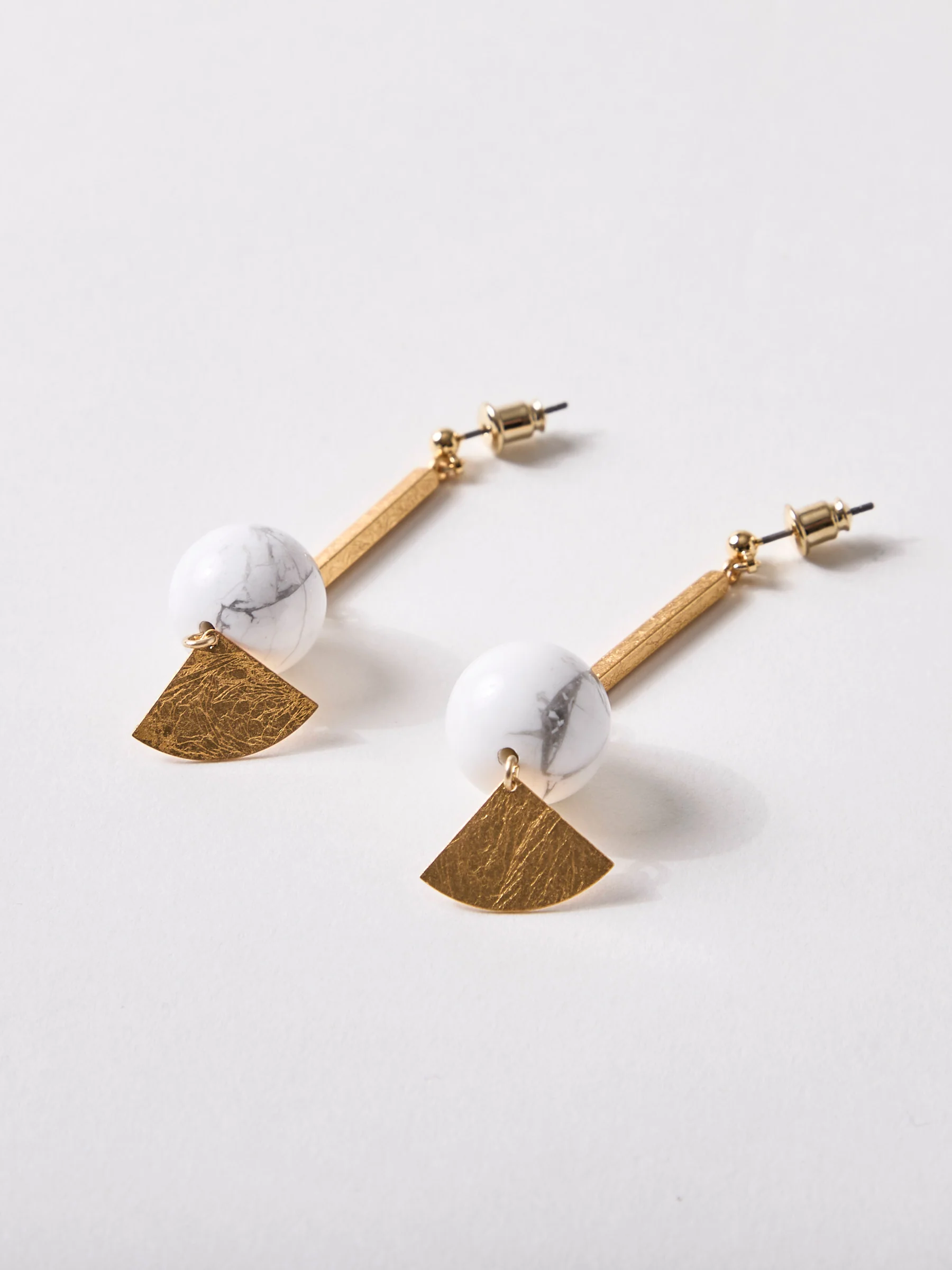 Gold Leaf Howlite Earrings by Hakuza - Image 3