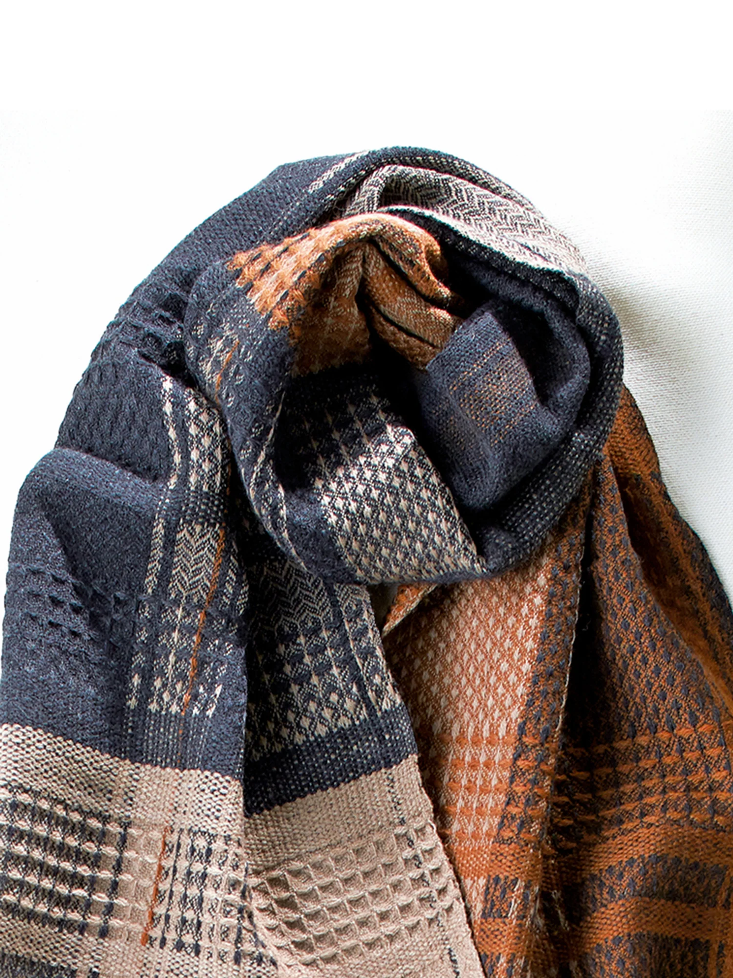 Imabari Artisanal Weave Wool Scarf - Autumn Clay - Image 3