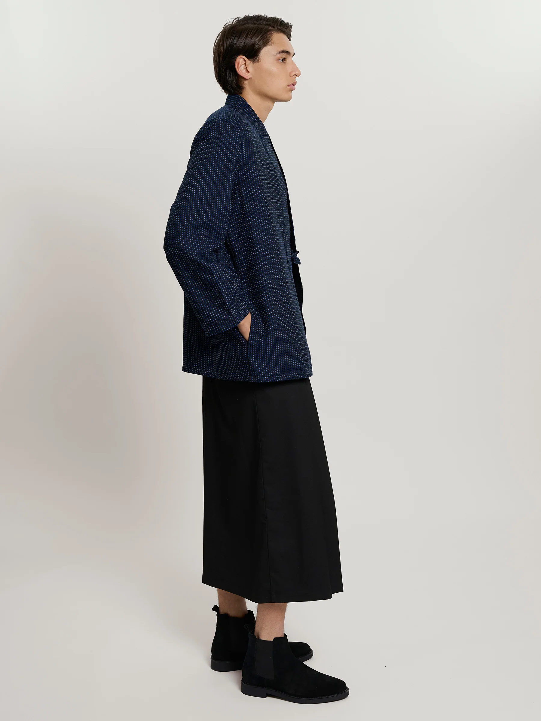 Indigo Sashiko Haori Kimono Jacket by Mikeshi - Image 3