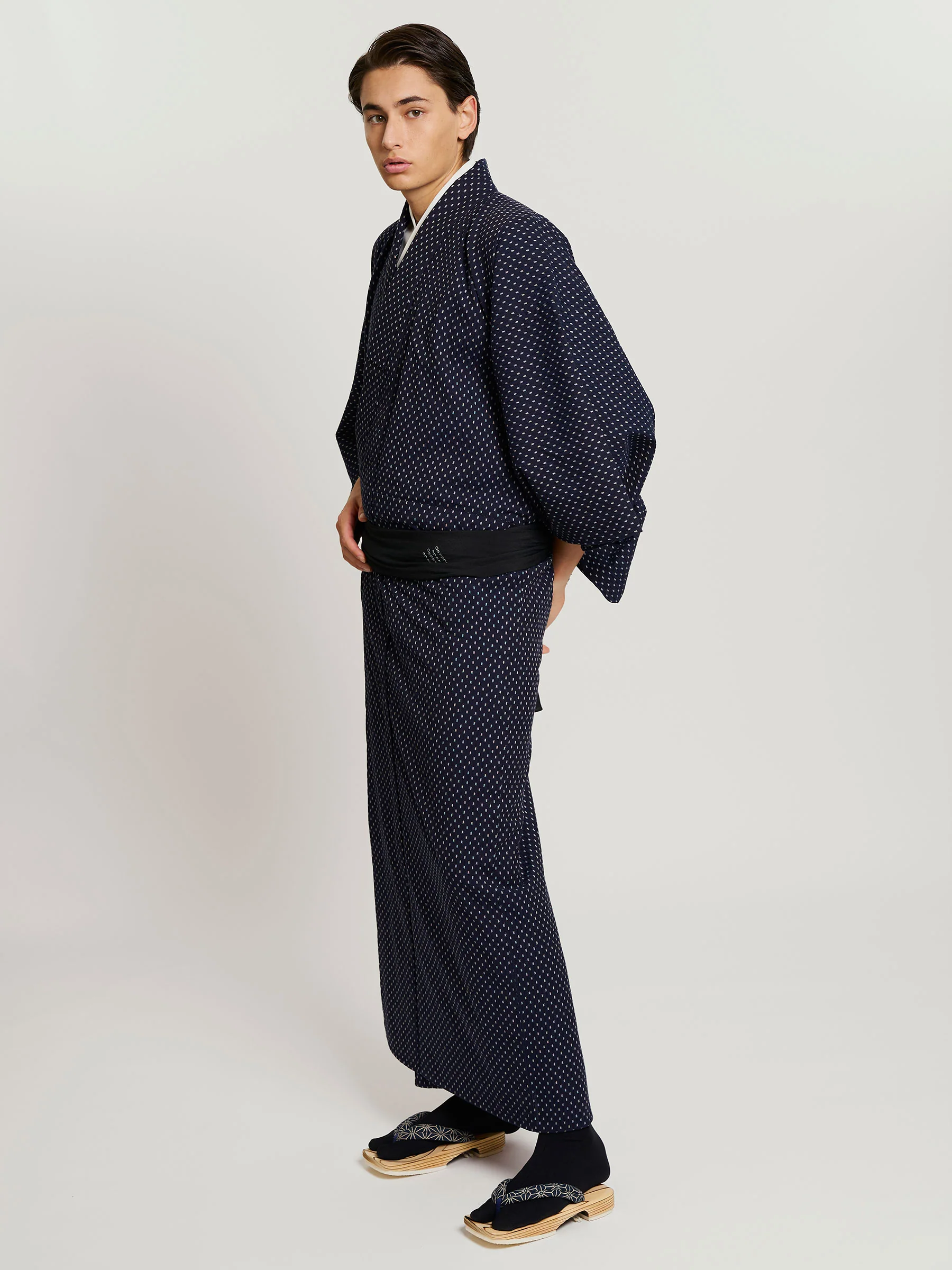 Indigo Rain Woven Cotton Kimono by Mikeshi - Image 3