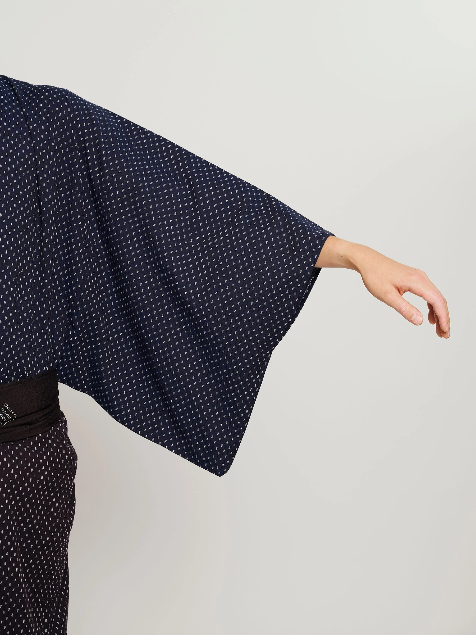 Indigo Rain Woven Cotton Kimono by Mikeshi - Image 6