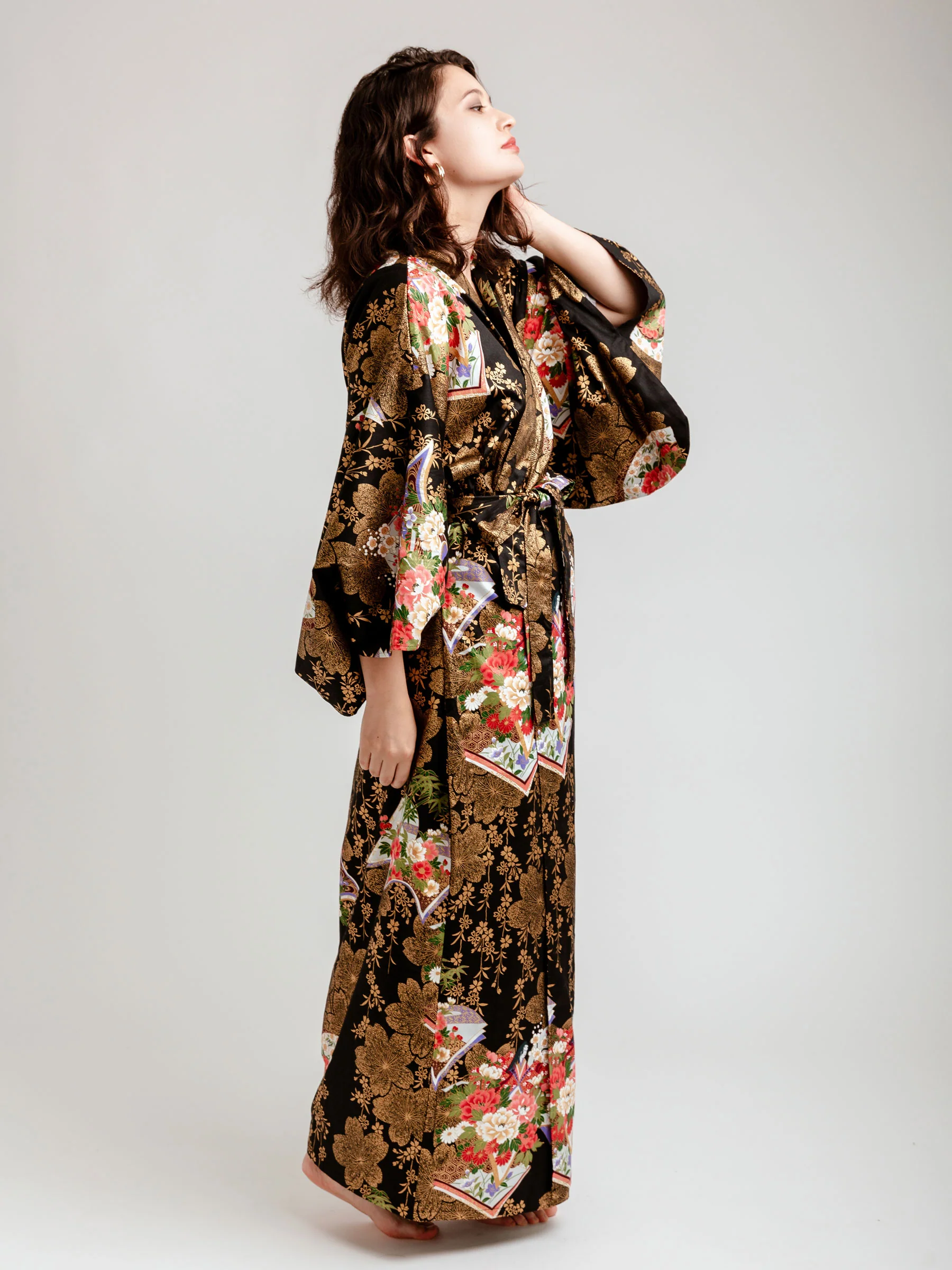 Japanese Gold Long Kimono Robe - Image 3