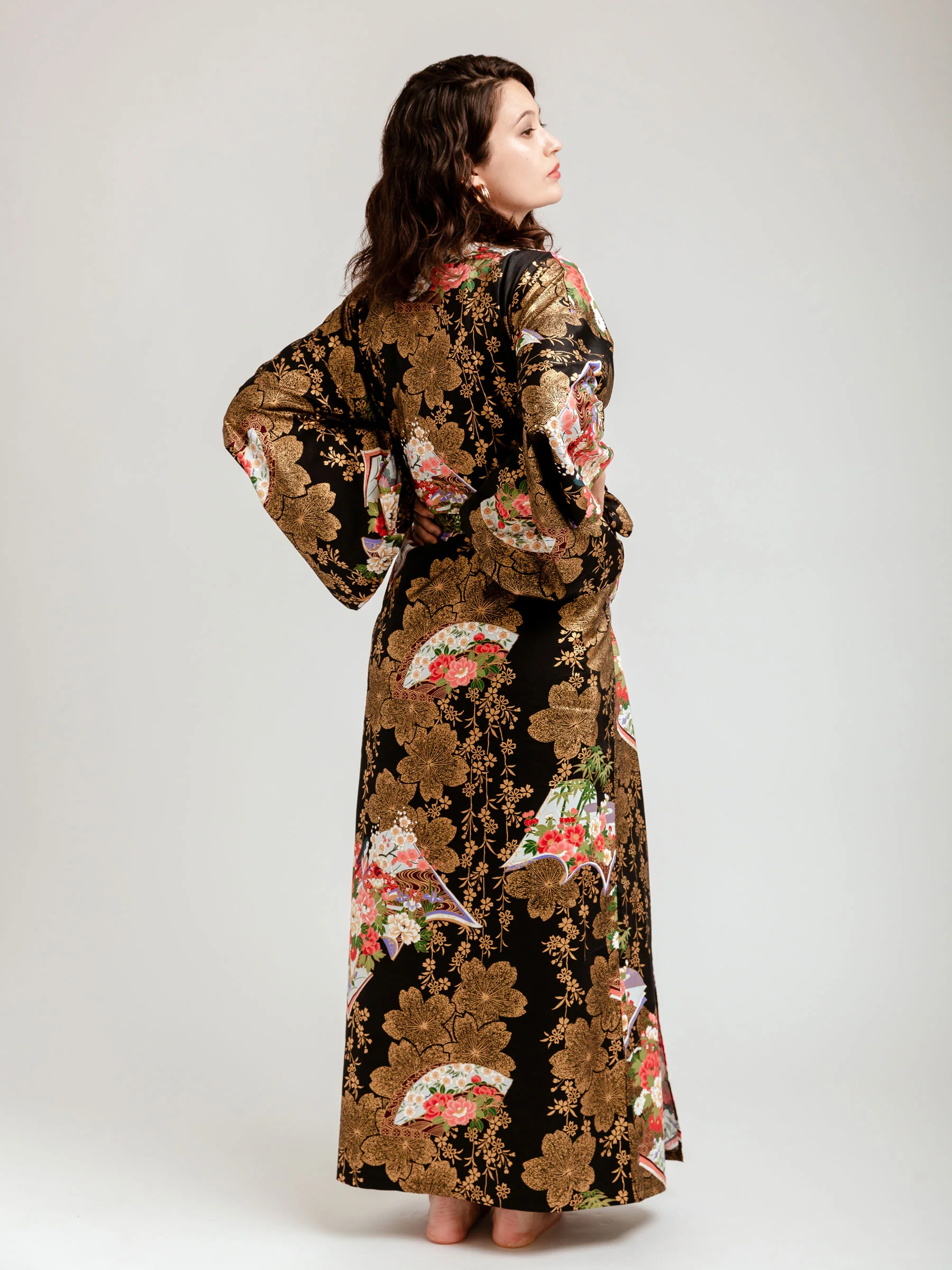Japanese Gold Long Kimono Robe - Image 4