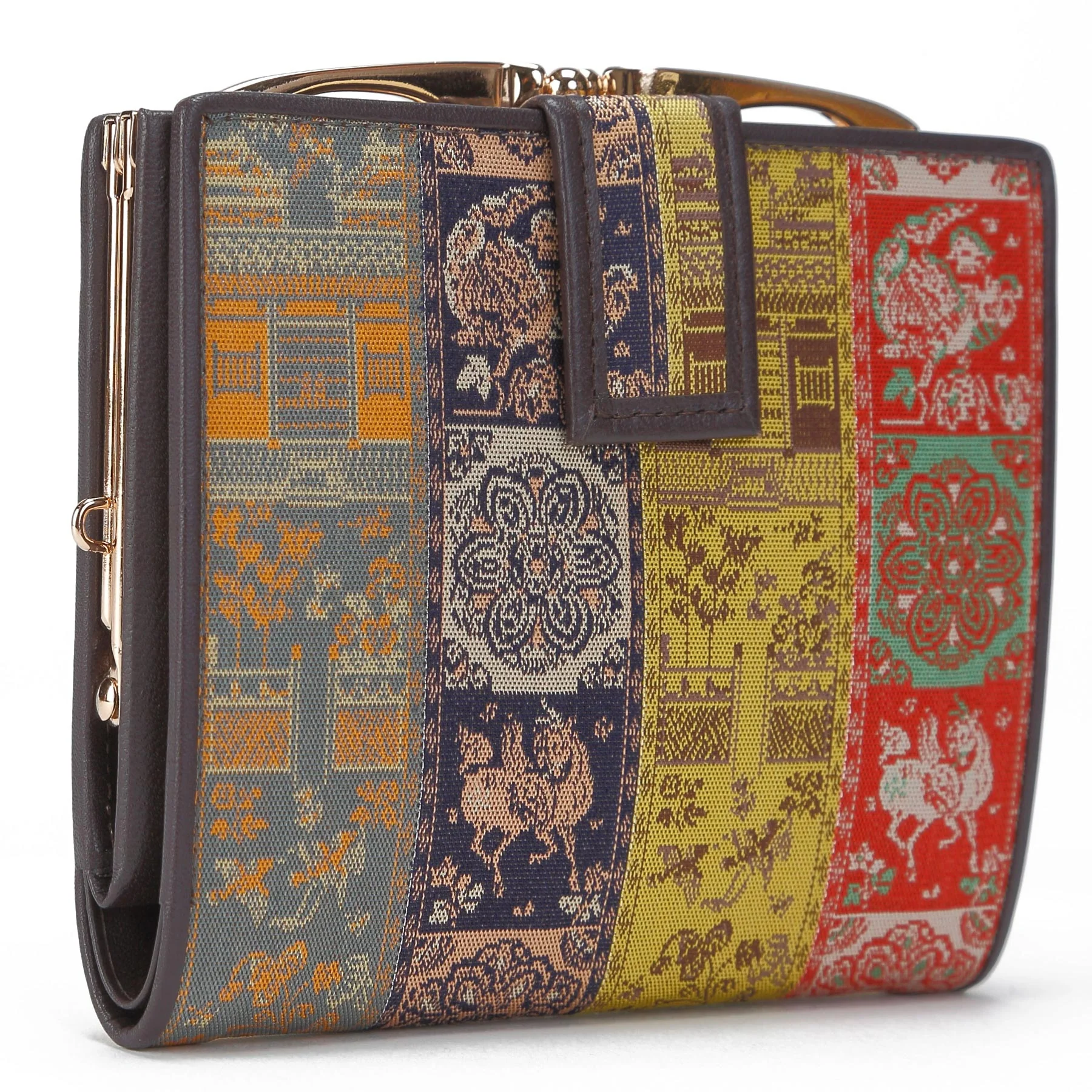Koge Silk Brocade Leather Clasp Wallet - Image 3