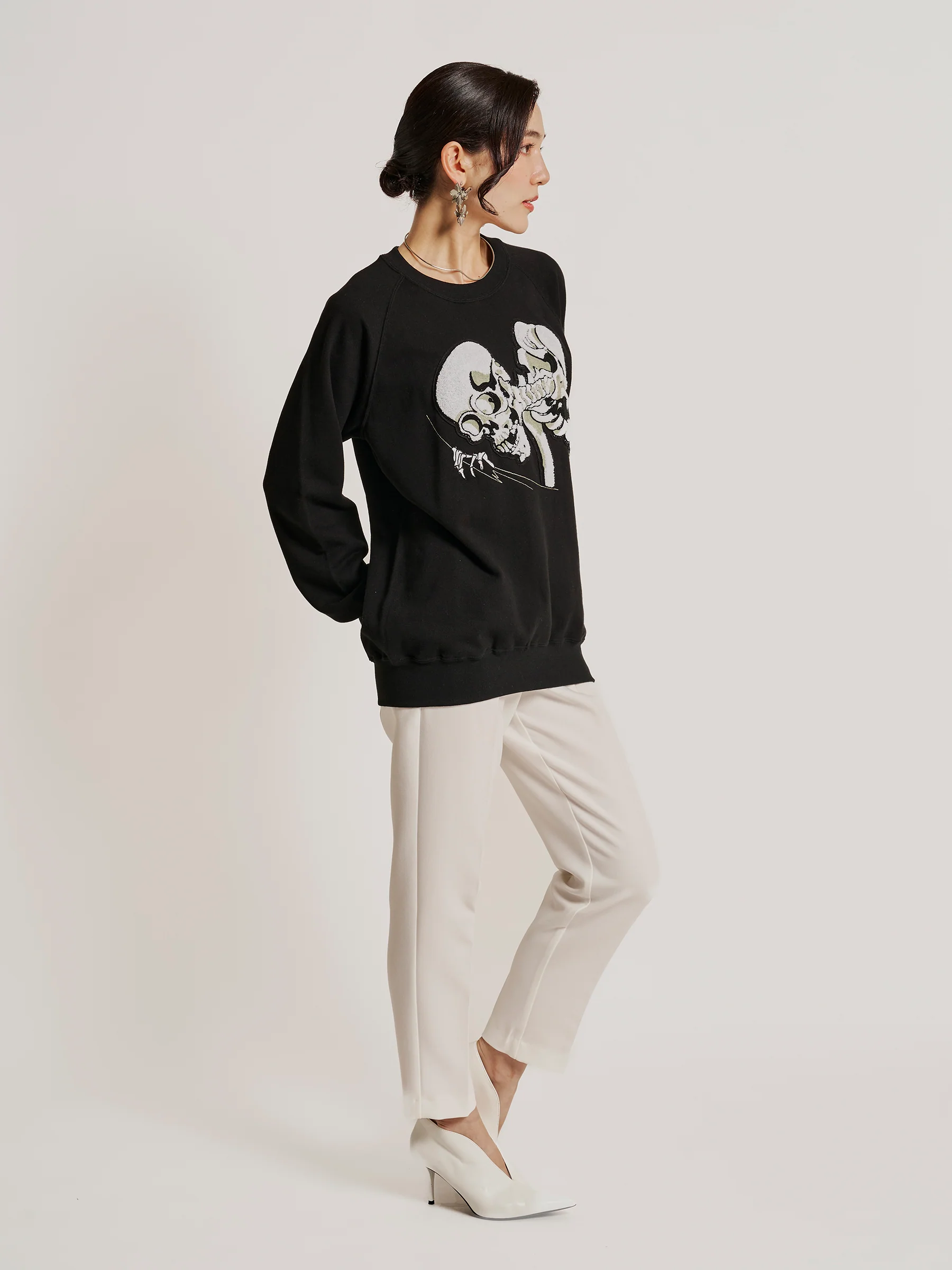 Kuniyoshi Embroidered Cotton Sweatshirt in Black - Image 3