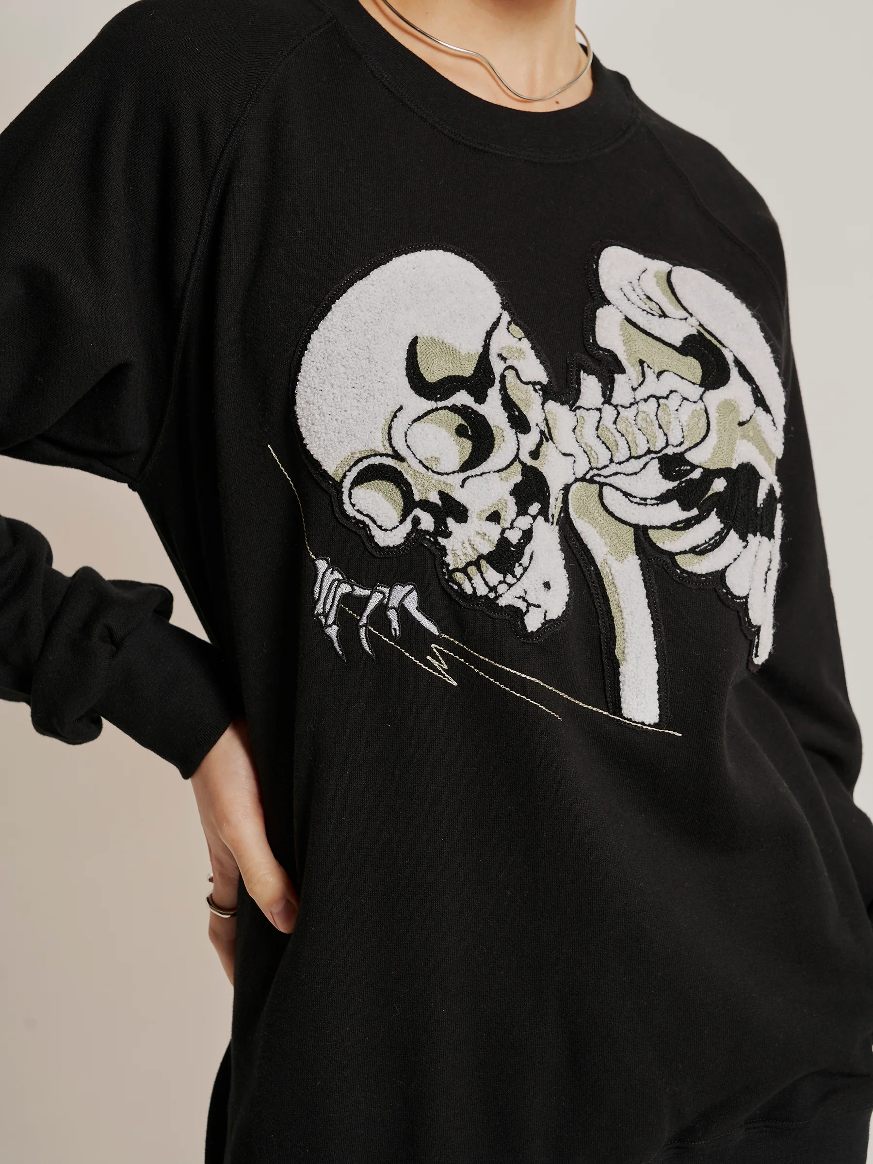 Kuniyoshi Embroidered Cotton Sweatshirt in Black - Image 5