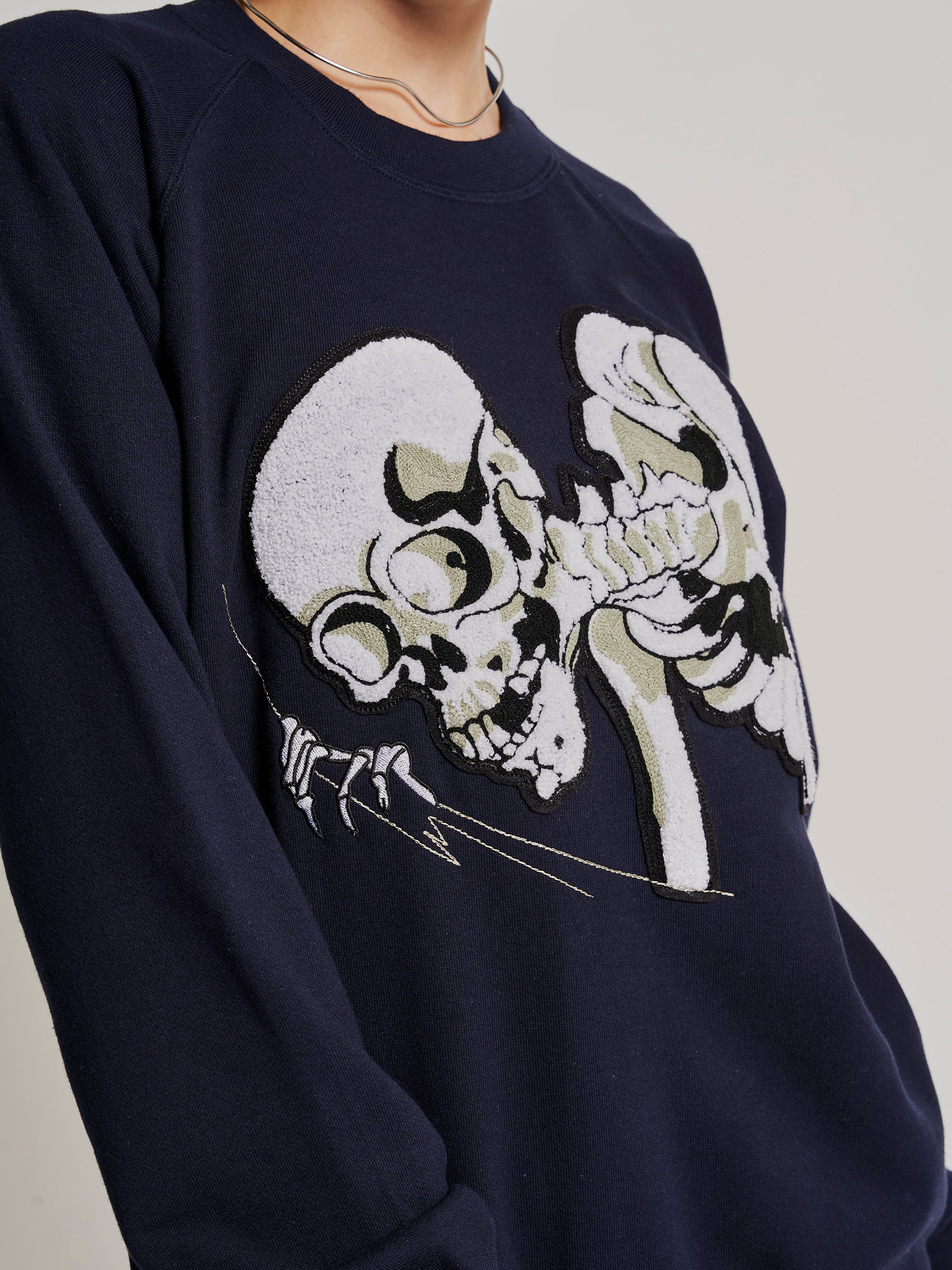 Kuniyoshi Embroidered Cotton Sweatshirt in Navy - Image 5