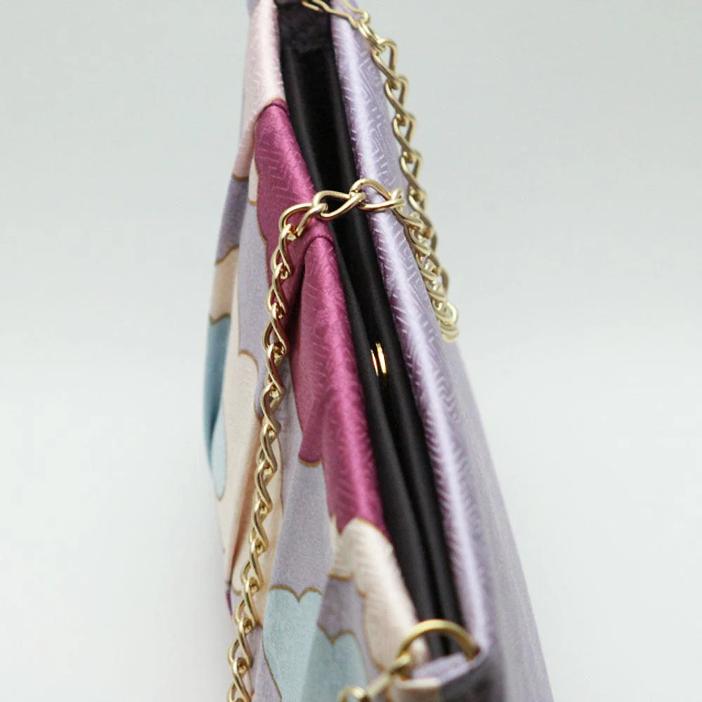 Kyo-Yuzen Silk Clutch in Lilac - Image 5