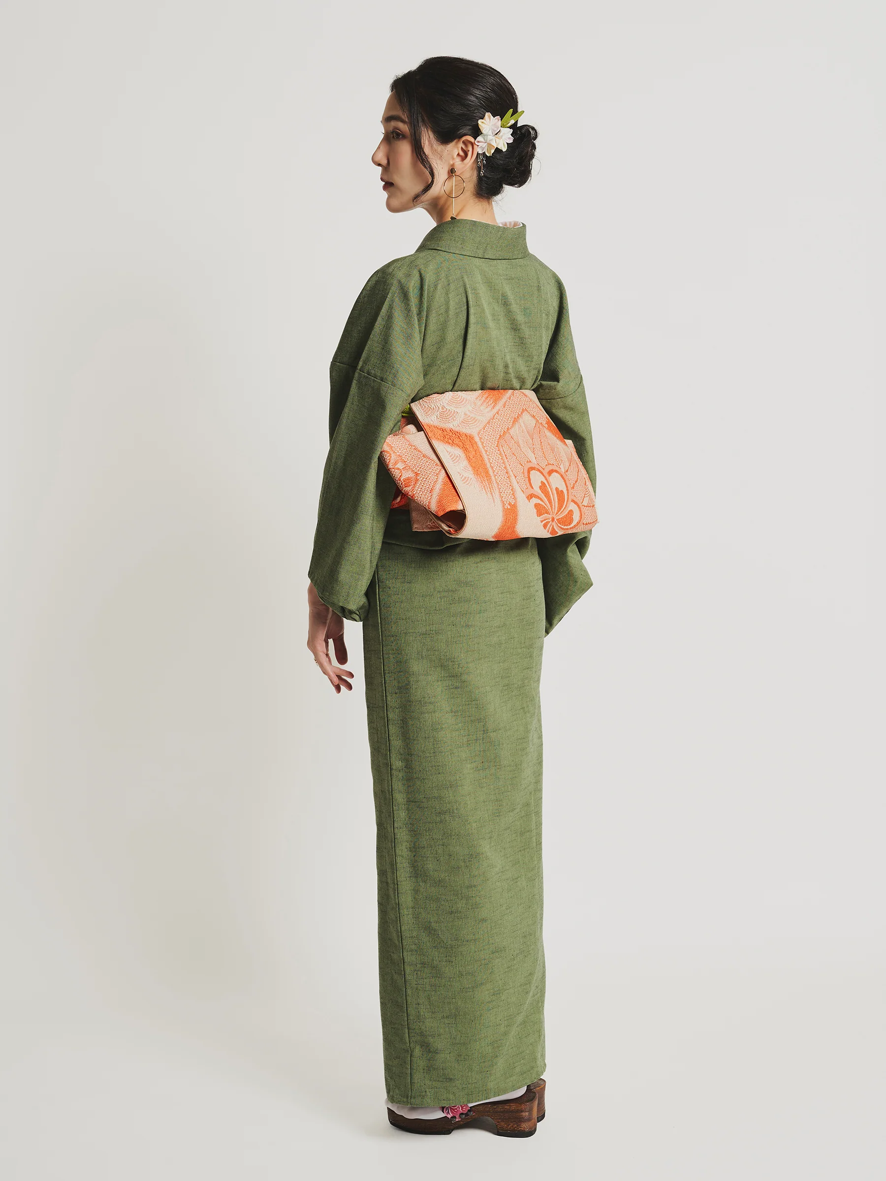 Matcha Green Kurume Cotton Kimono - Image 3