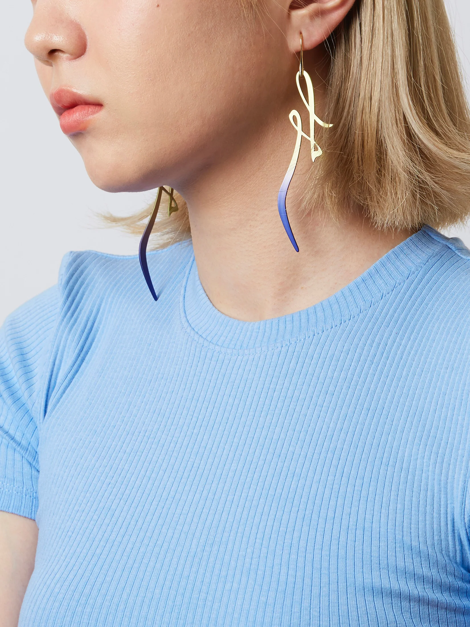 Mimi Hook Earrings in Yellow/Blue - Image 2