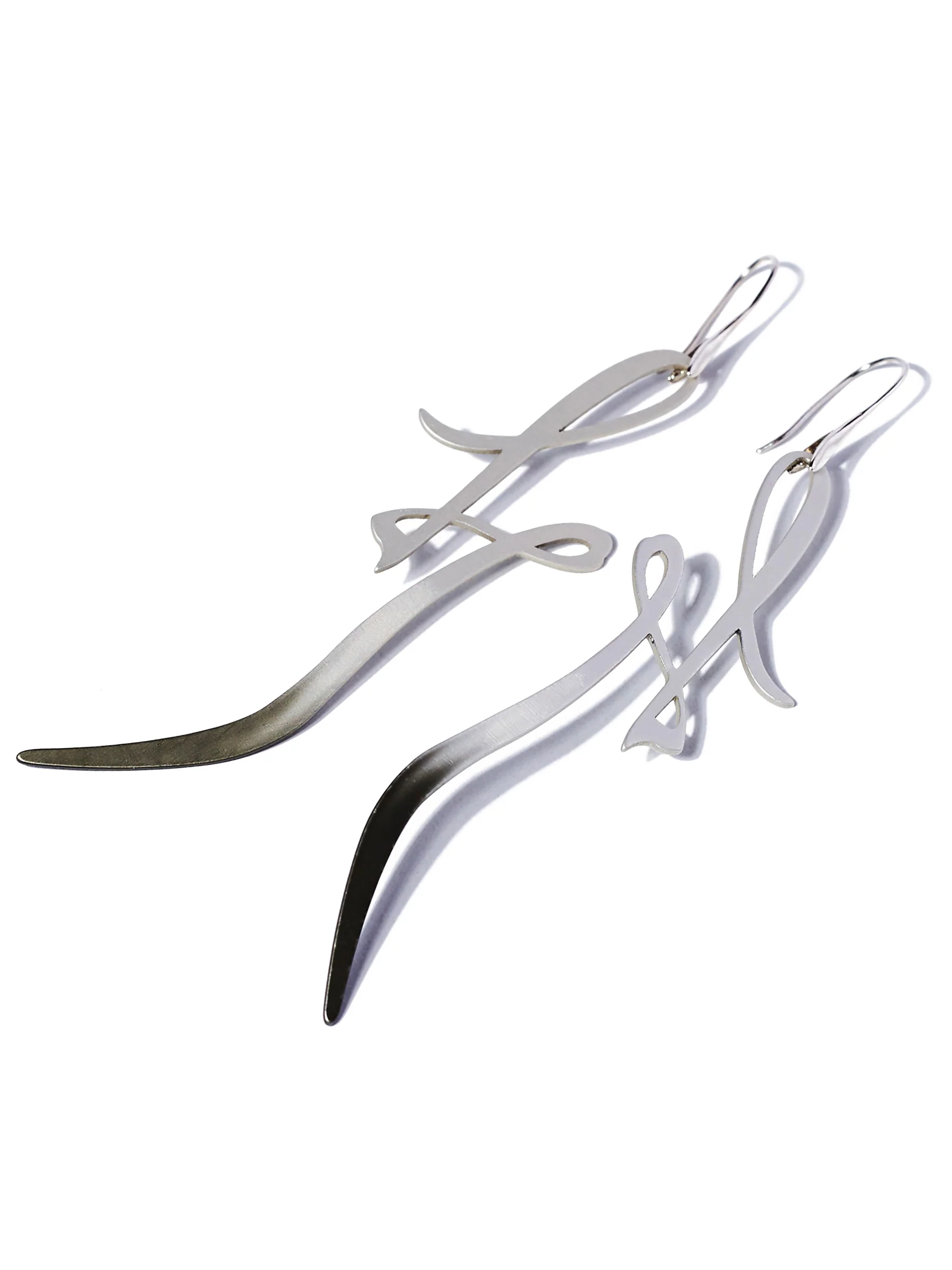 Mimi Hook Earrings in Silver/Black - Image 2