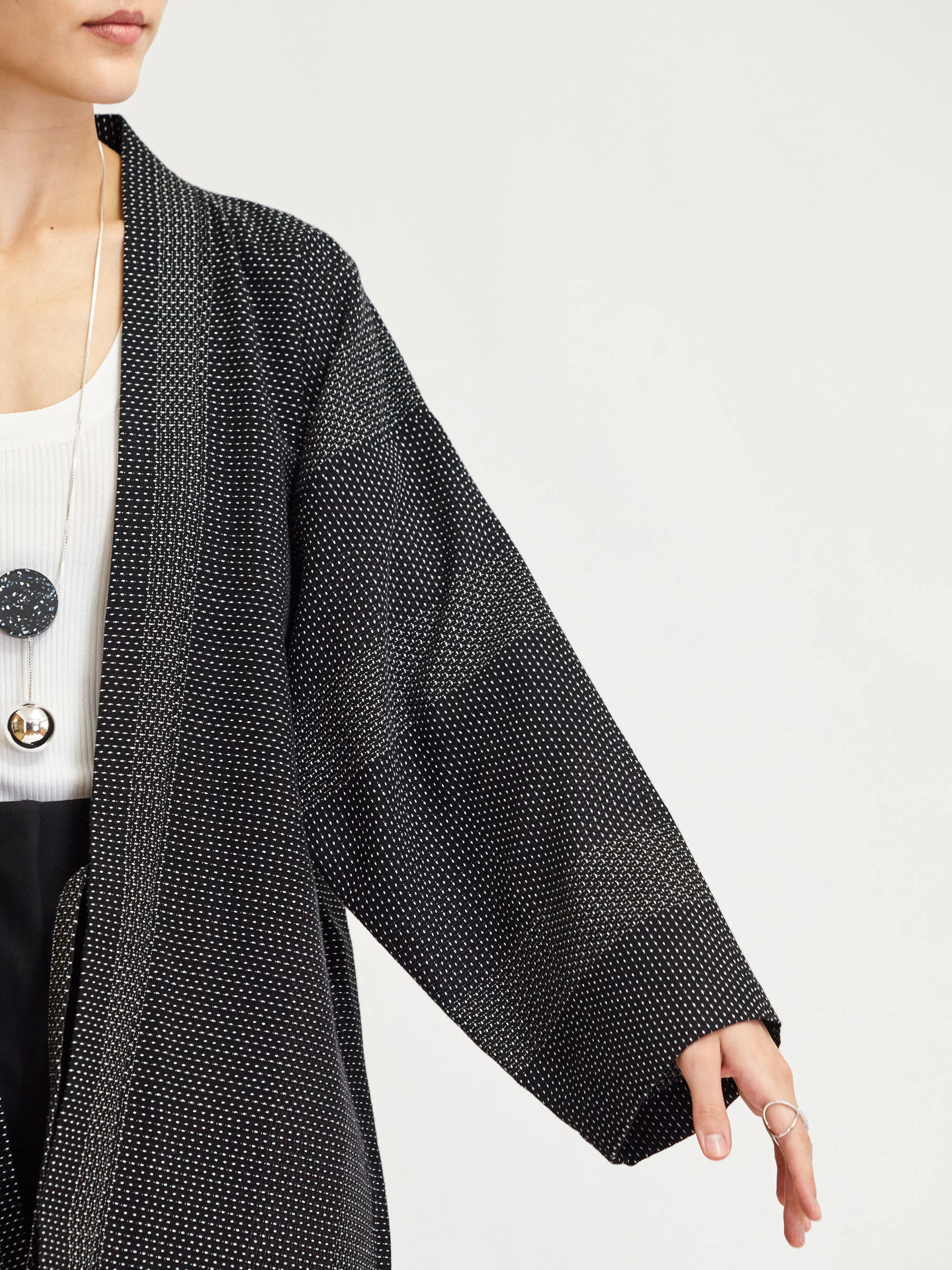 Miyako Black Haori Long Kimono Jacket - Image 7