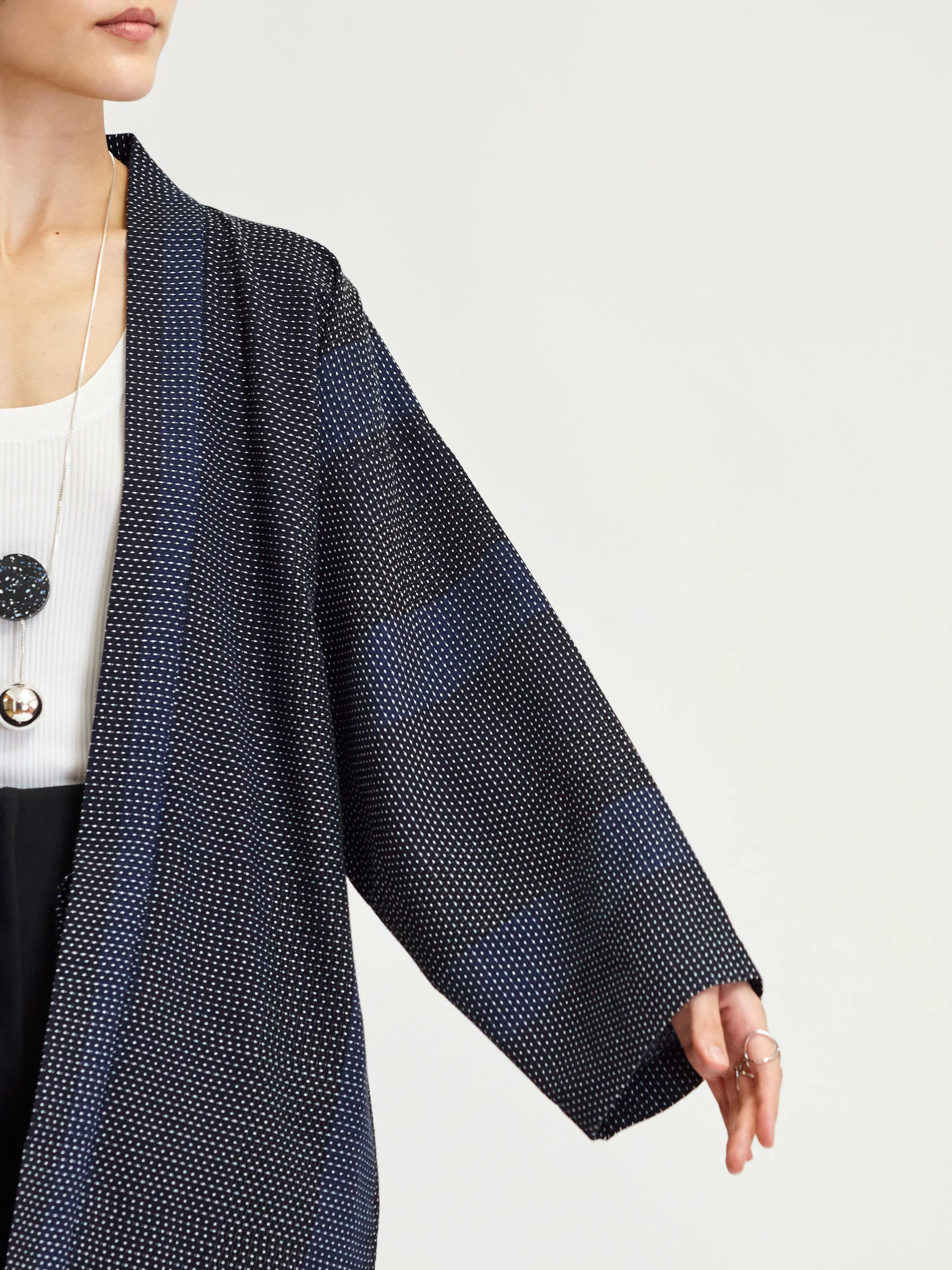 Miyako Indigo Haori Long Kimono Jacket - Image 7