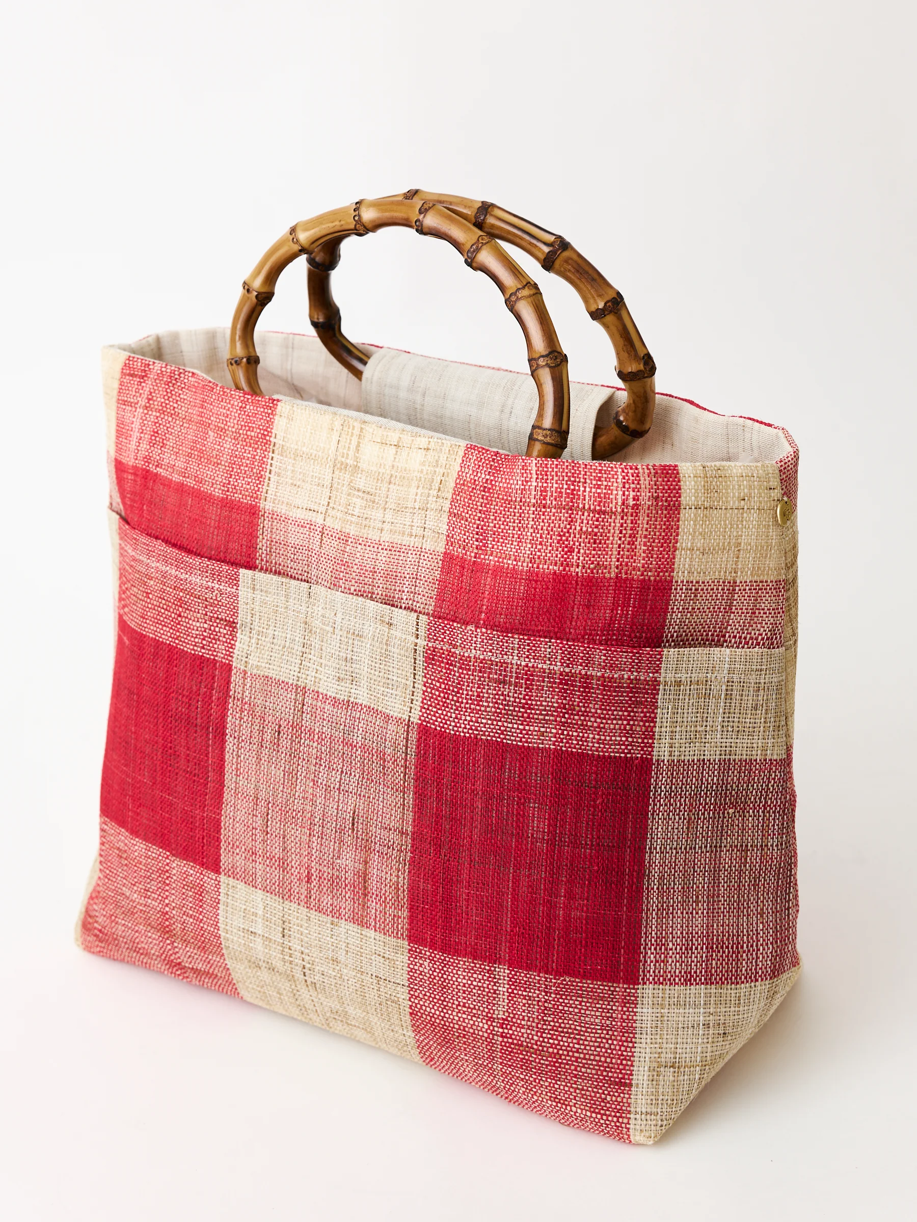 Nara Bamboo Handle Linen Tote - Image 3
