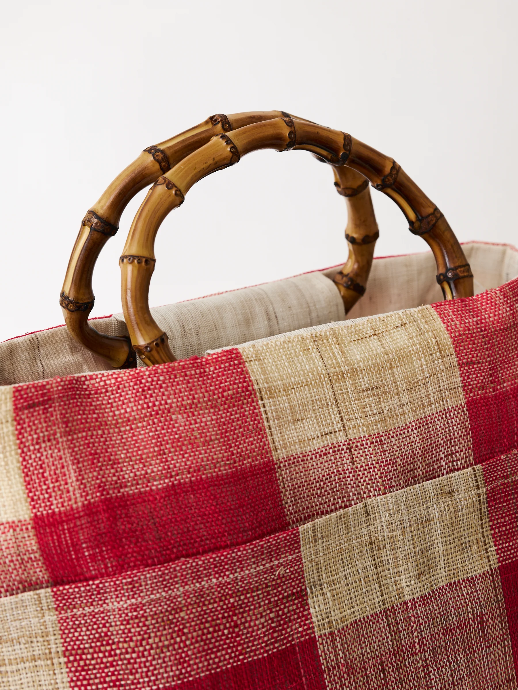Nara Bamboo Handle Linen Tote - Image 4
