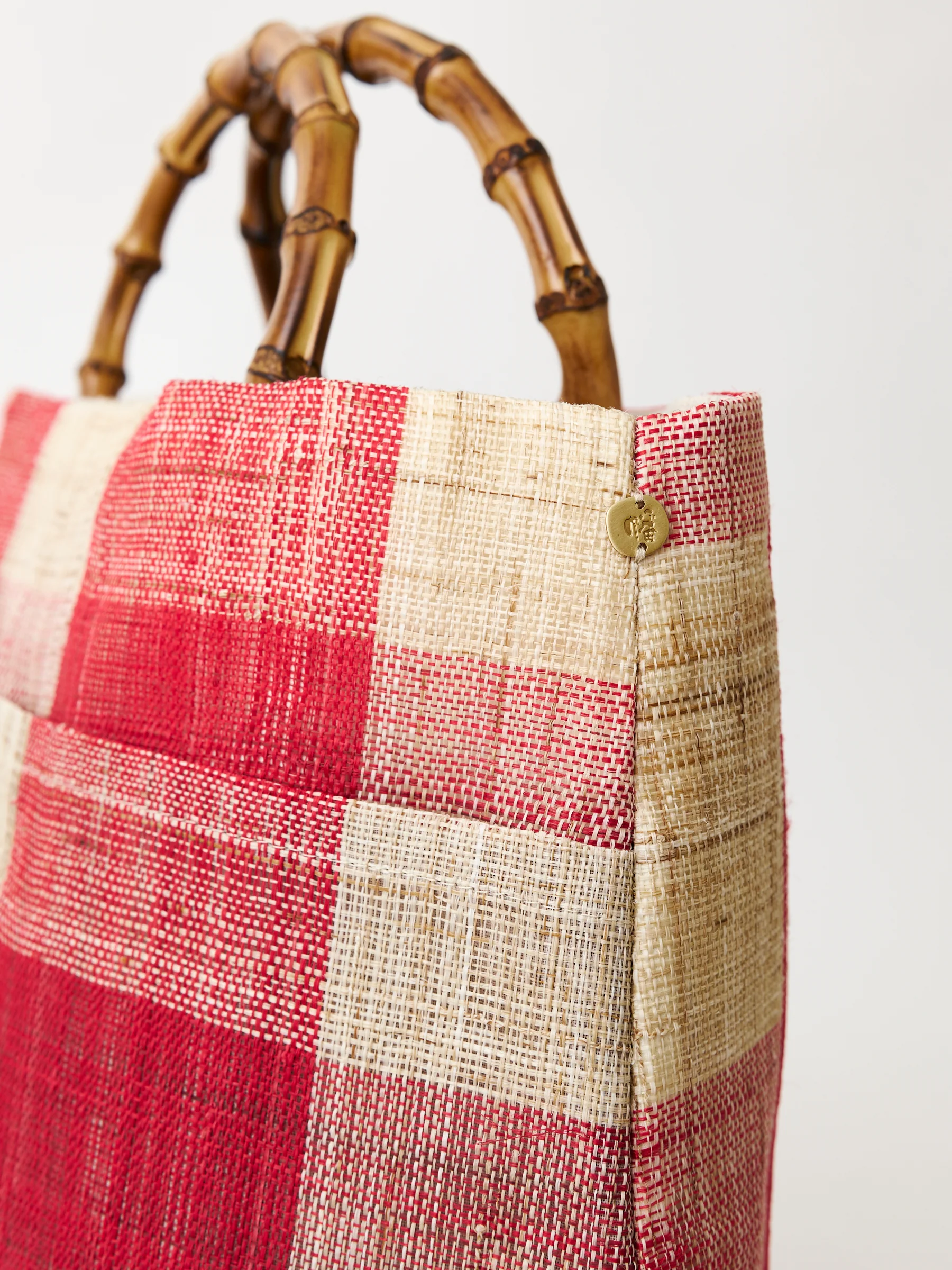 Nara Bamboo Handle Linen Tote - Image 5