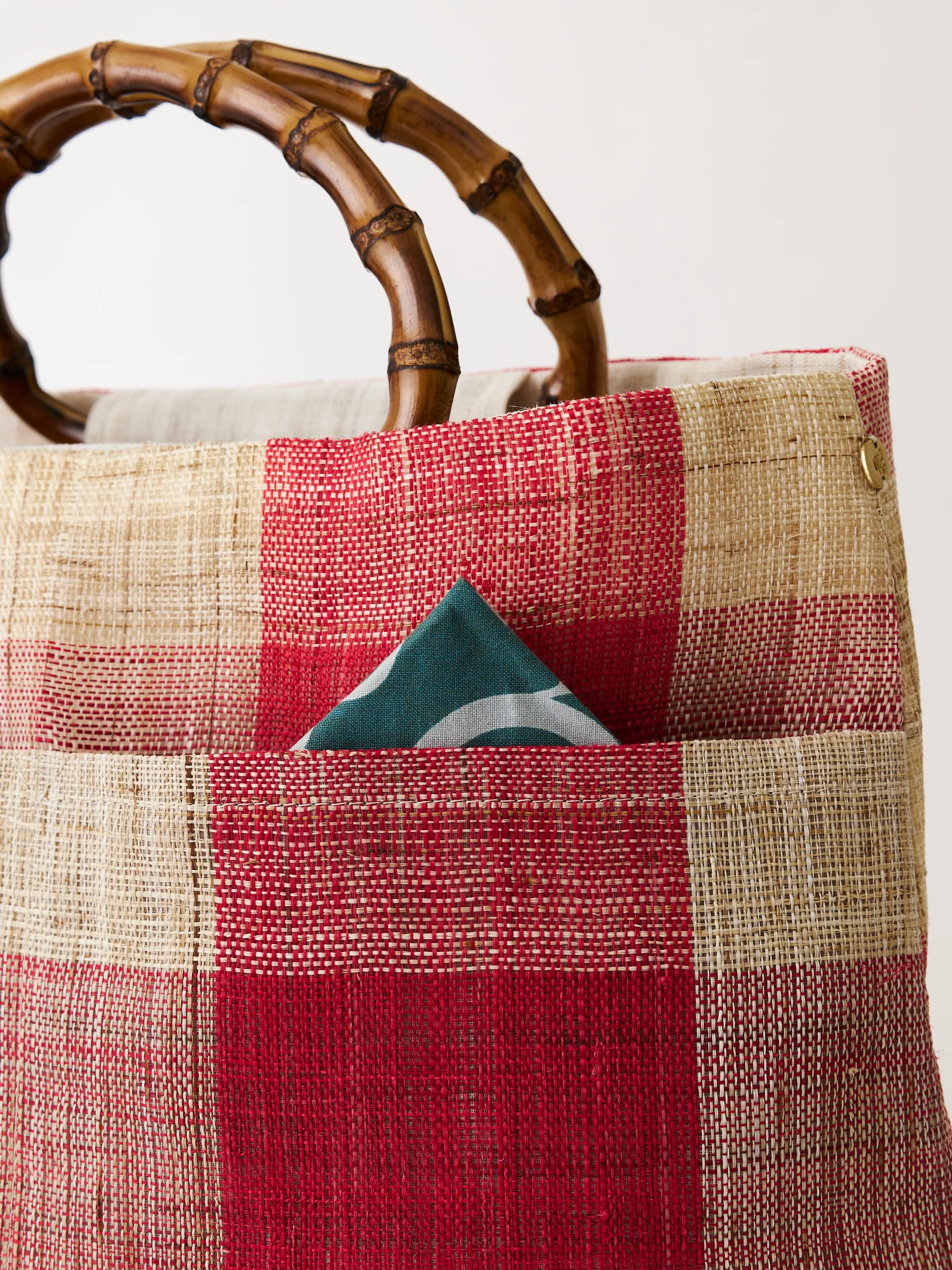 Nara Bamboo Handle Linen Tote - Image 6