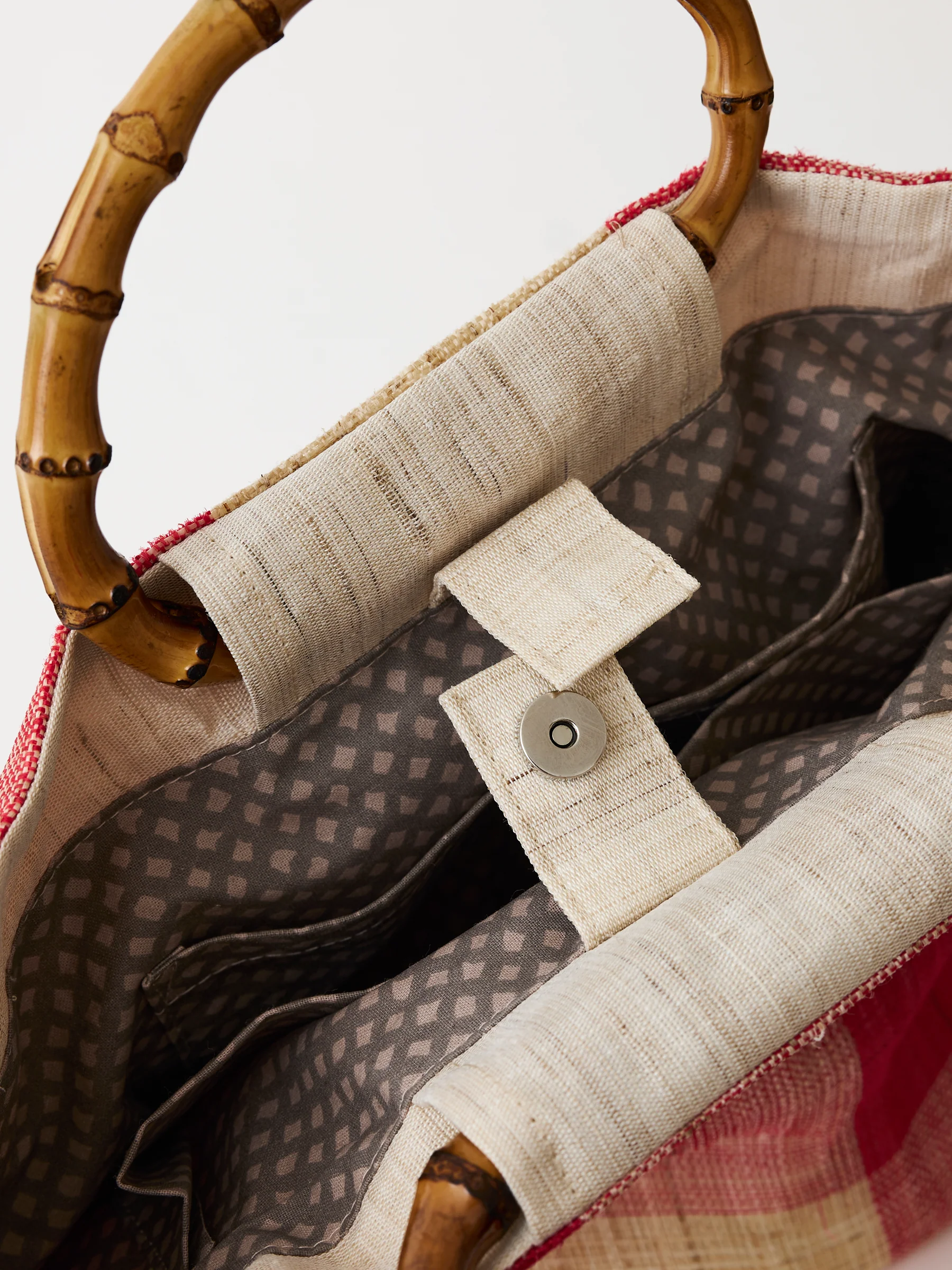 Nara Bamboo Handle Linen Tote - Image 7