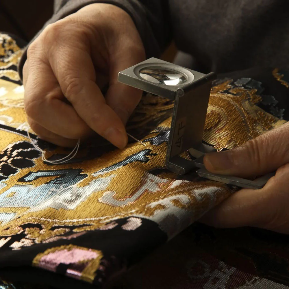 Oshidori Silk Brocade Leather Wallet - Image 7