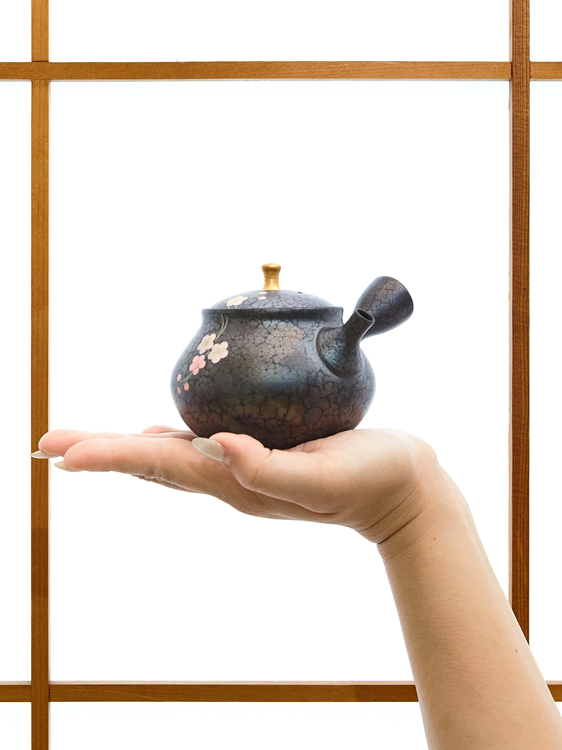 Plum Blossom Tokoname Japanese Teapot by Shoryu (9oz/270ml) - Image 10