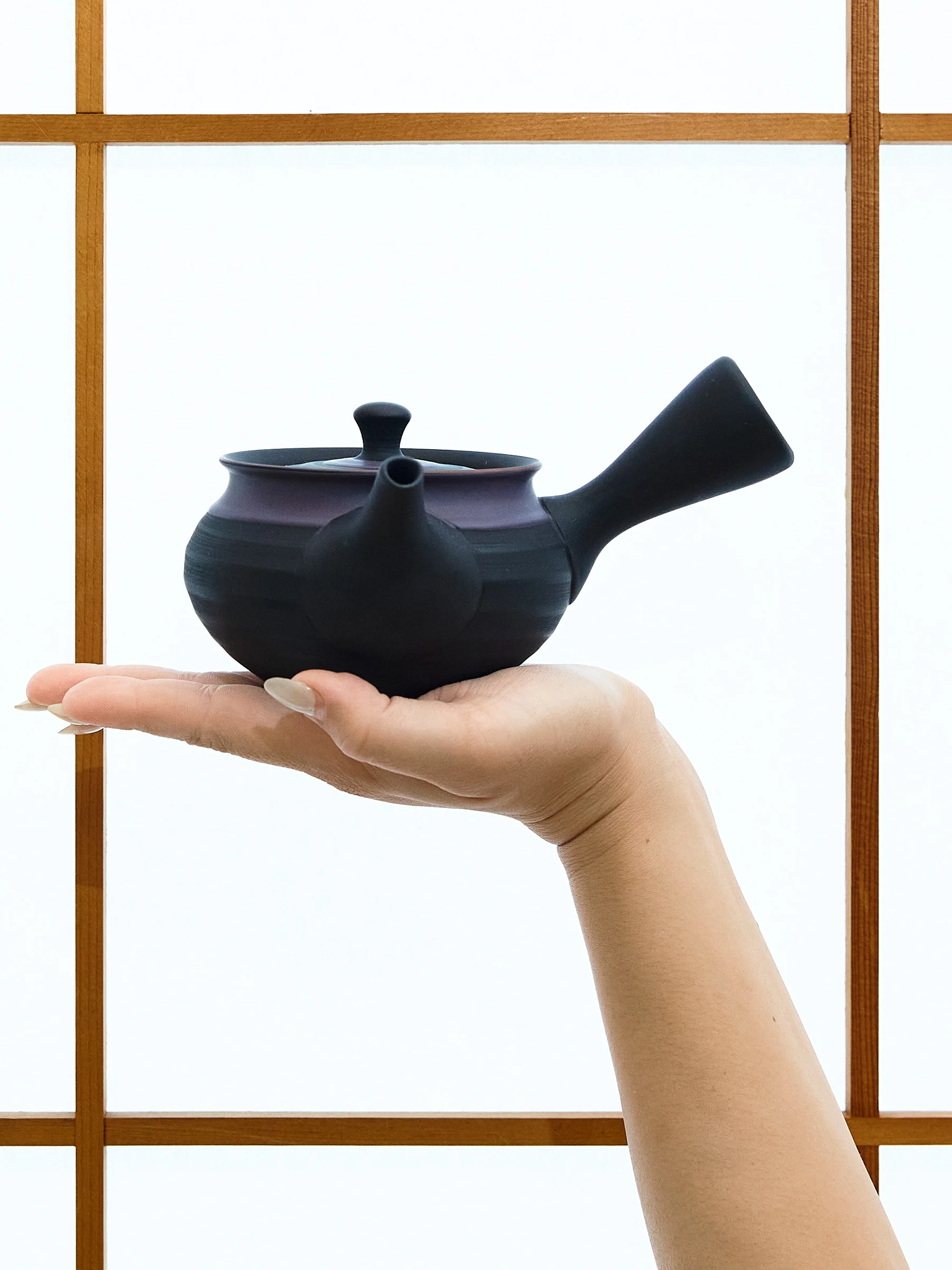 Purple Tokoname Japanese Teapot Set by Ukou (10.8oz/320ml) - Image 11