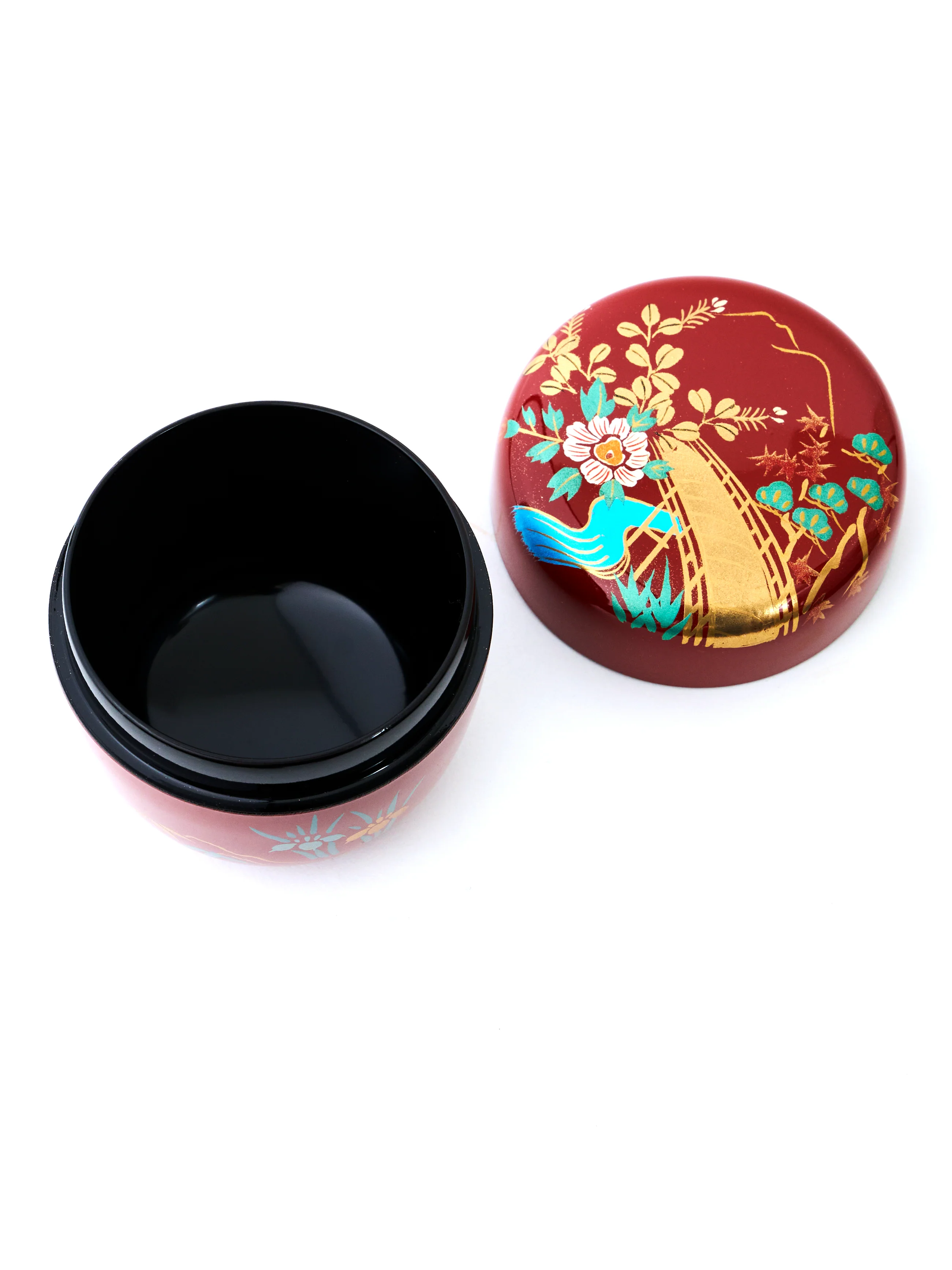 Red Lacquer Garden Matcha Tea Caddy - Image 5