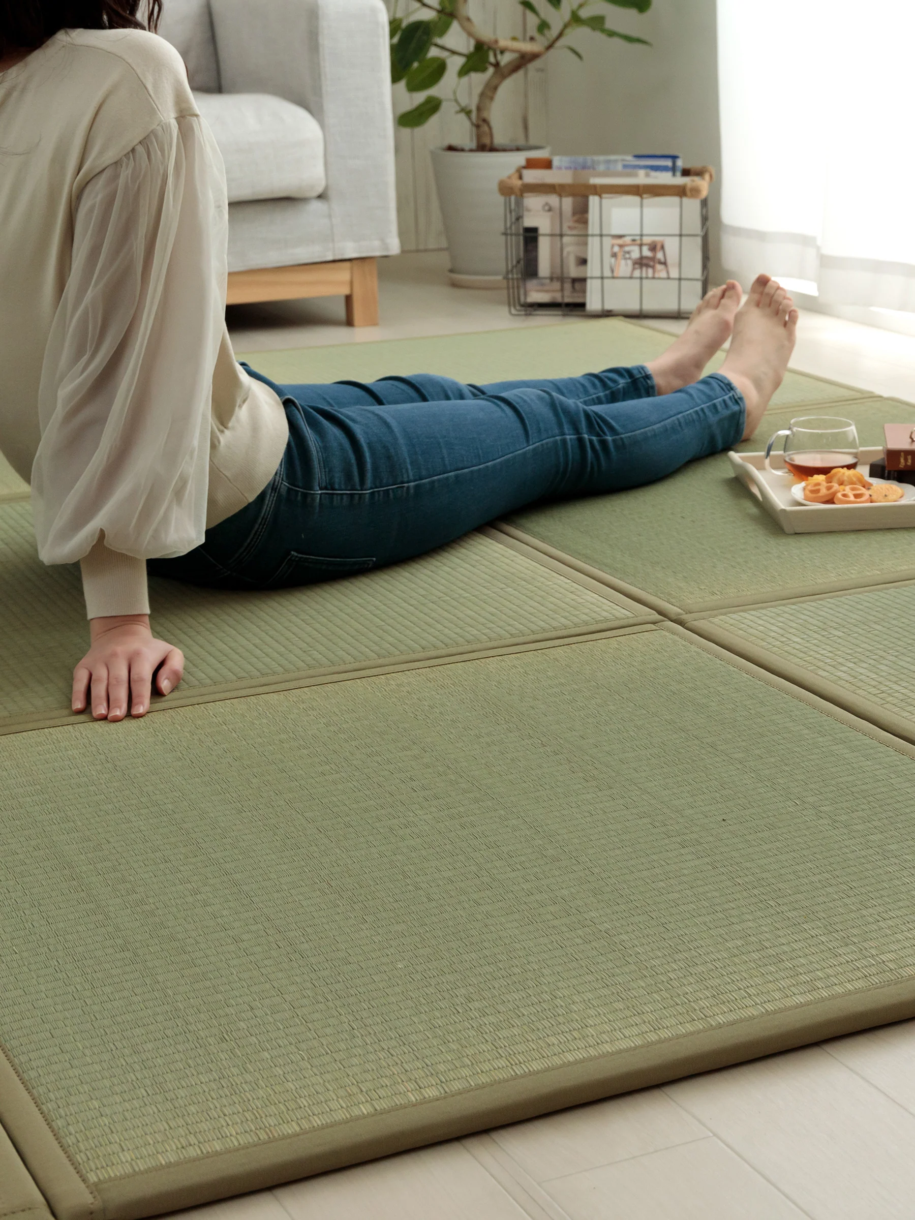 Rush Grass Modular Japanese Tatami Mat Set (2pcs) - Image 4