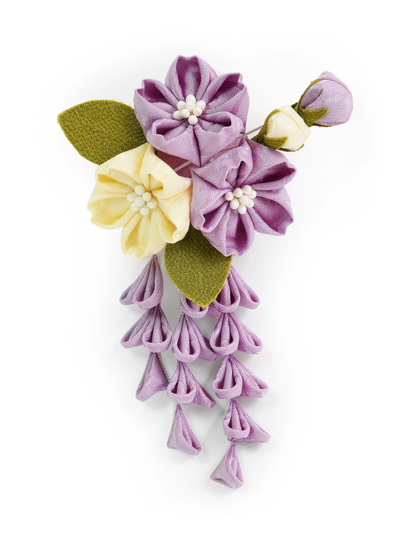 Sakura Bouquet Kanzashi Silk Hair Clip/Brooch - Image 3